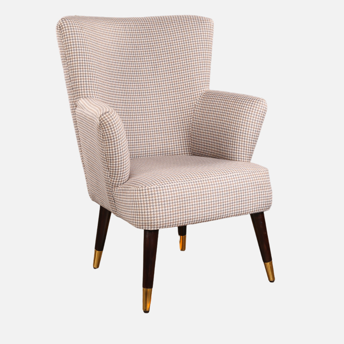 Peony Fabric Arm Chairs in Beige Colour