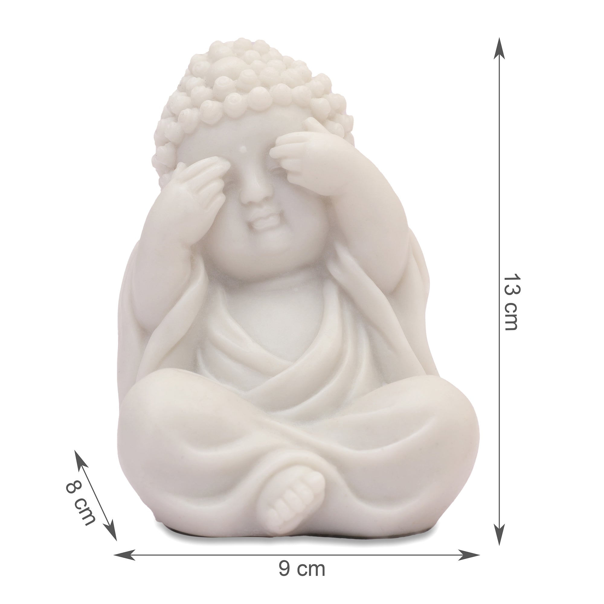 NAQSH SET OF 3PIECE MONK, POLYRESIN HAND FINISHED FIGURINE WHITE BY LIVNG ESSENCE
