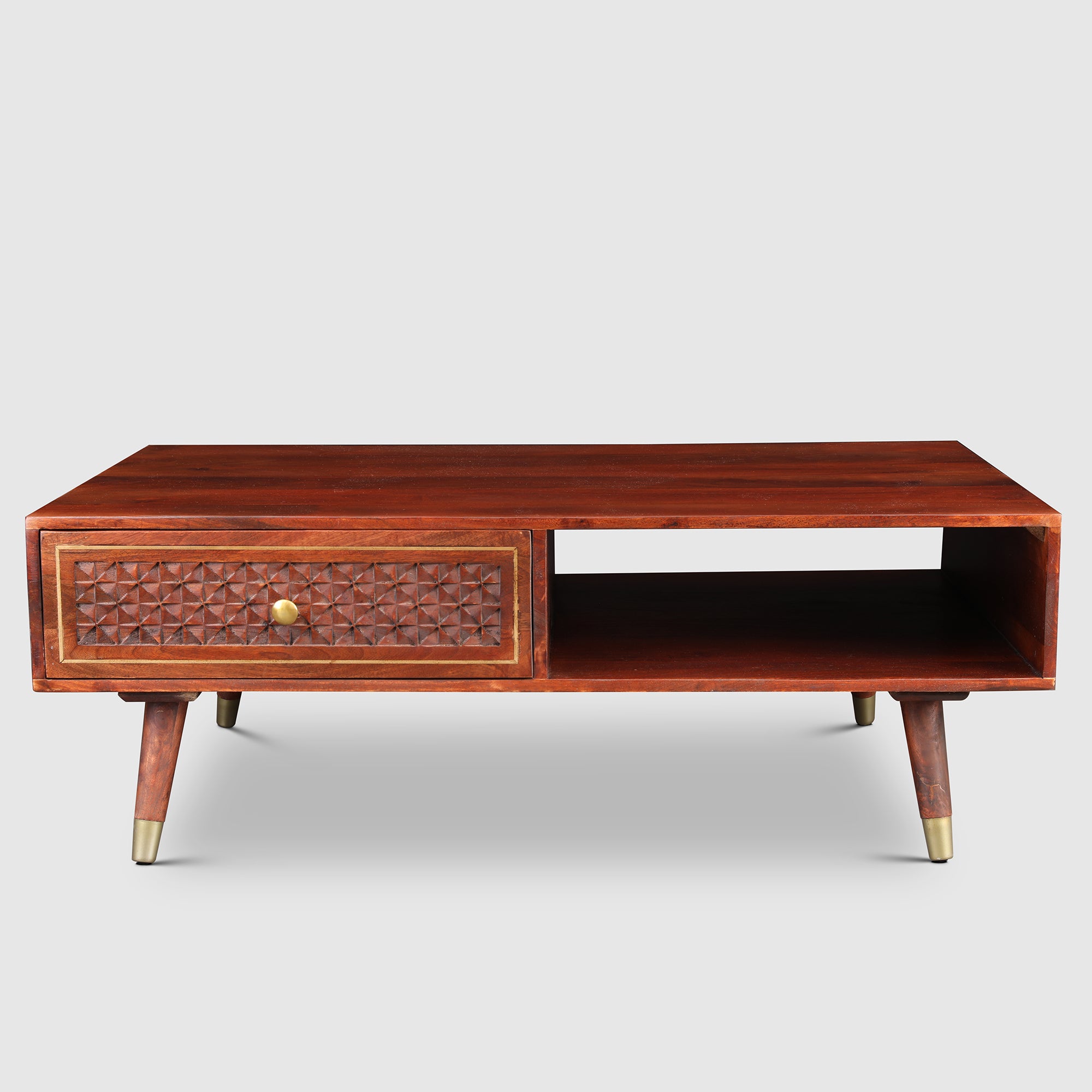 Phoolkari Center Table in Honey Finish Colour