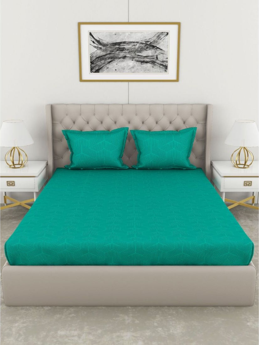 Botanical Cotton King Bed Sheet 274X274 Cm 210 Tc in Green Colour