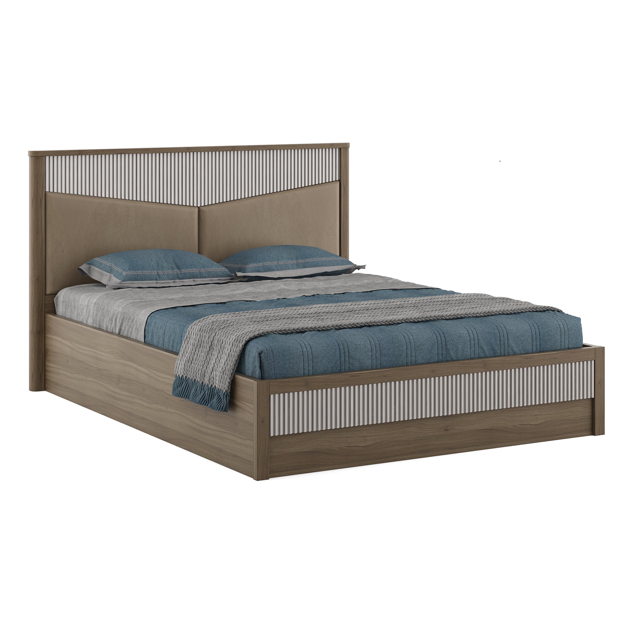 Cascade  King Bed With Hydraulic storage in Lyon walnut Colour