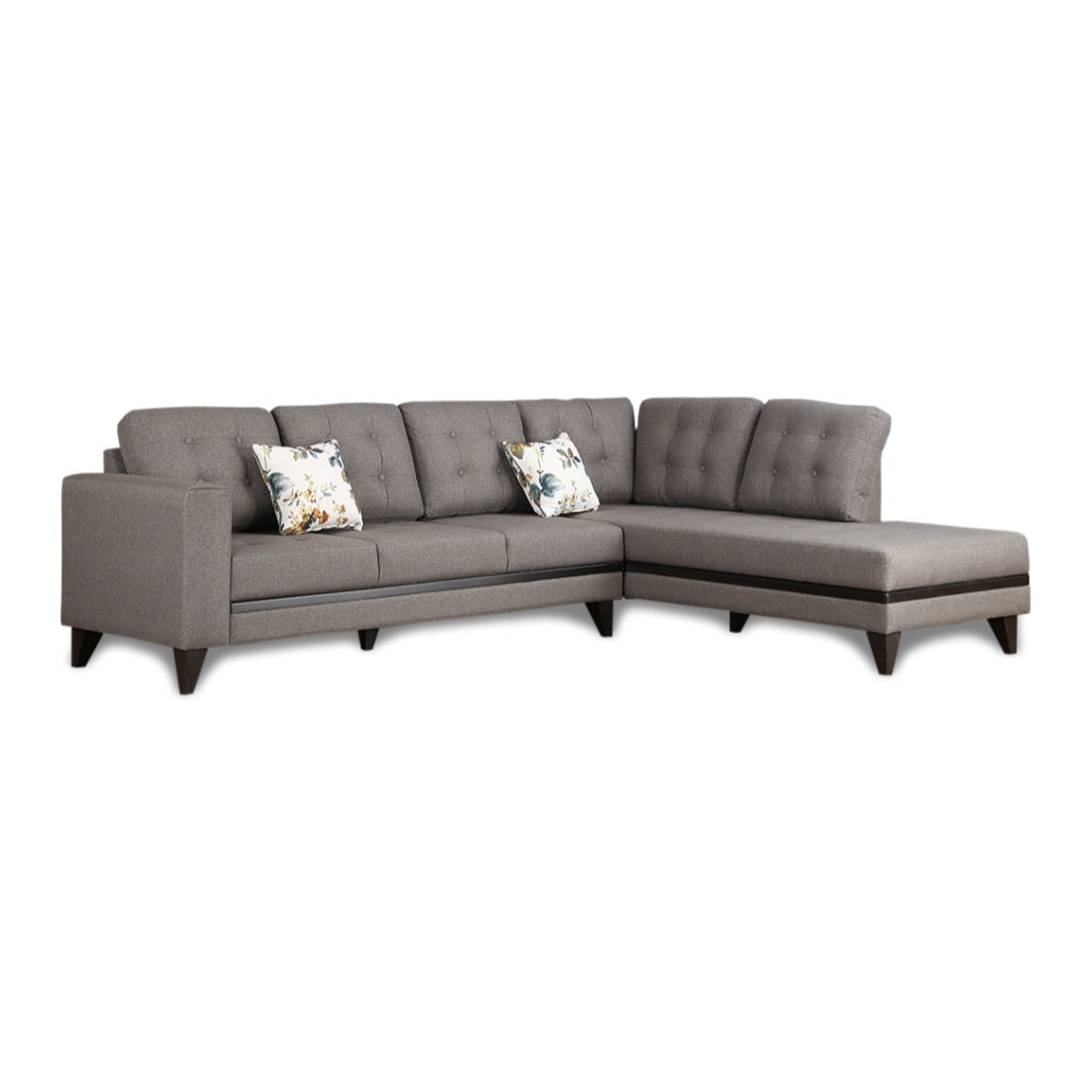 Garcia Fabric 3 Seater Sofa With Left Hand Side Lounger in Grey Colour
