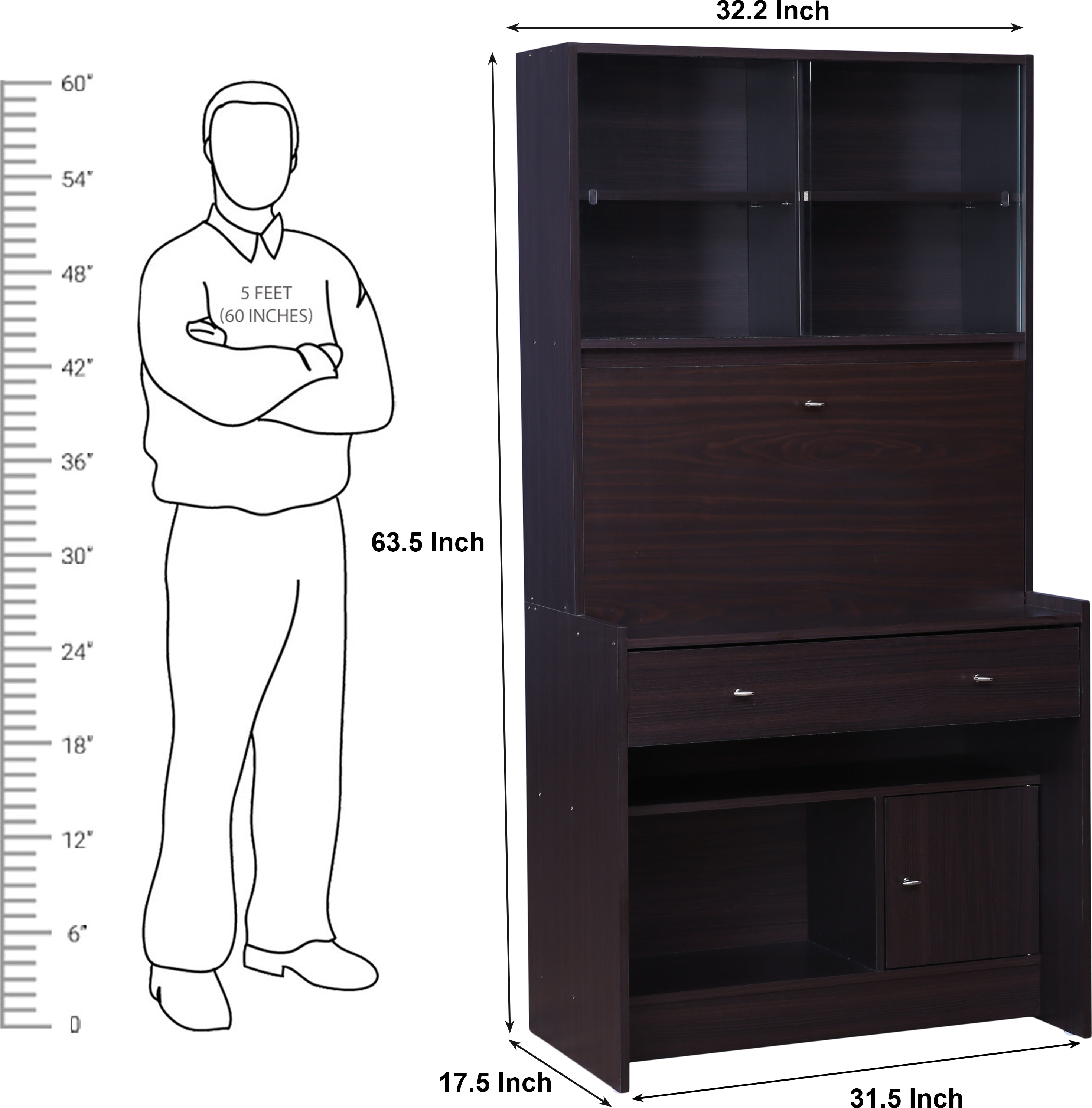 Rhombus Study Table Study Table in Wenge Colour