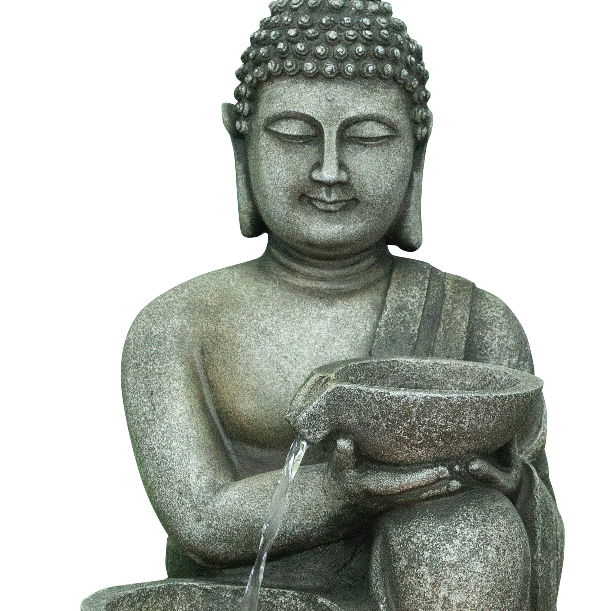 Aqua Bliss Polyresin Buddha Bowl Water Fountain 51X82Cm in Grey Colour