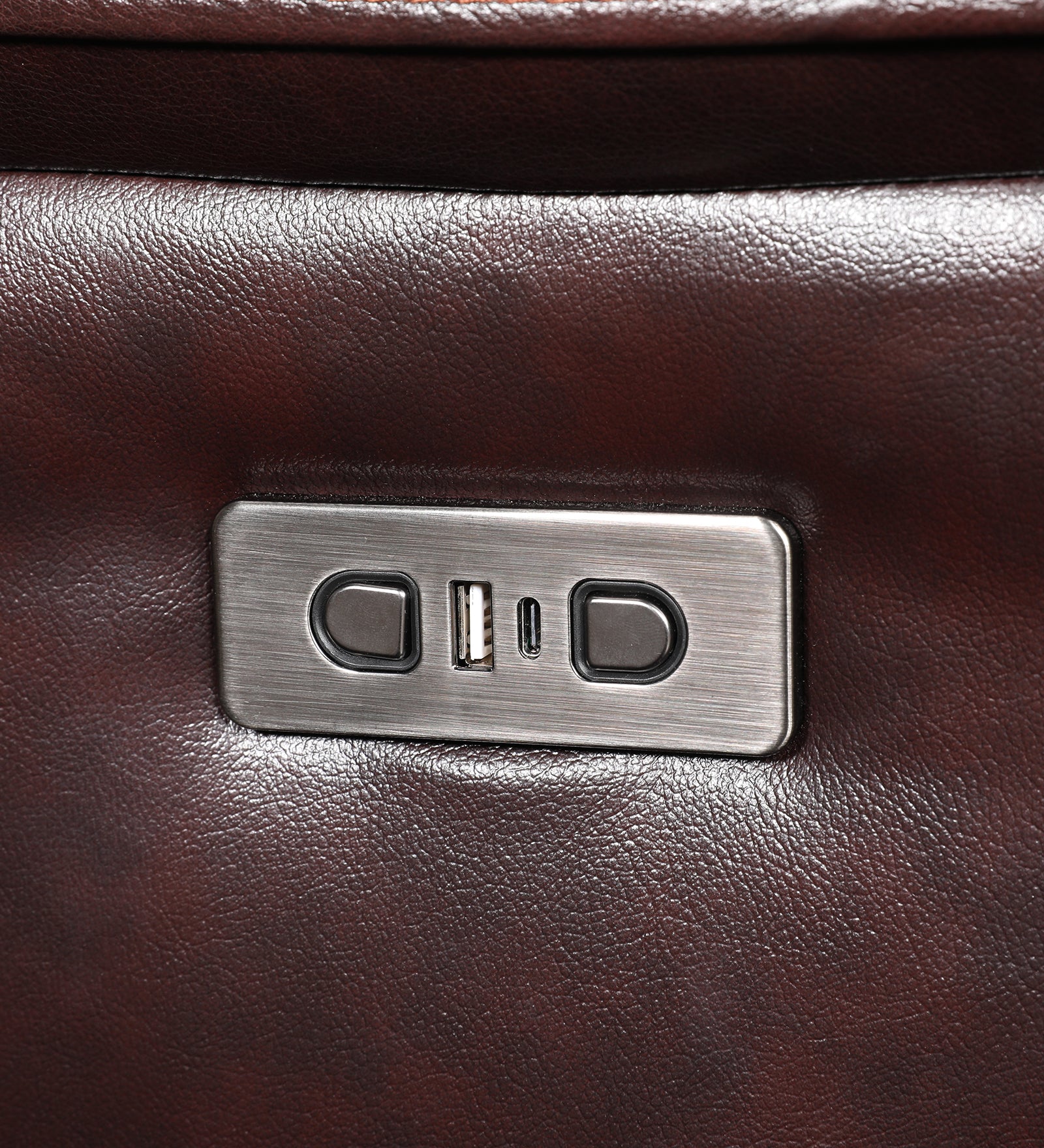 Rhine Half Leather Two Seater Electric Recliner in Brown Colour