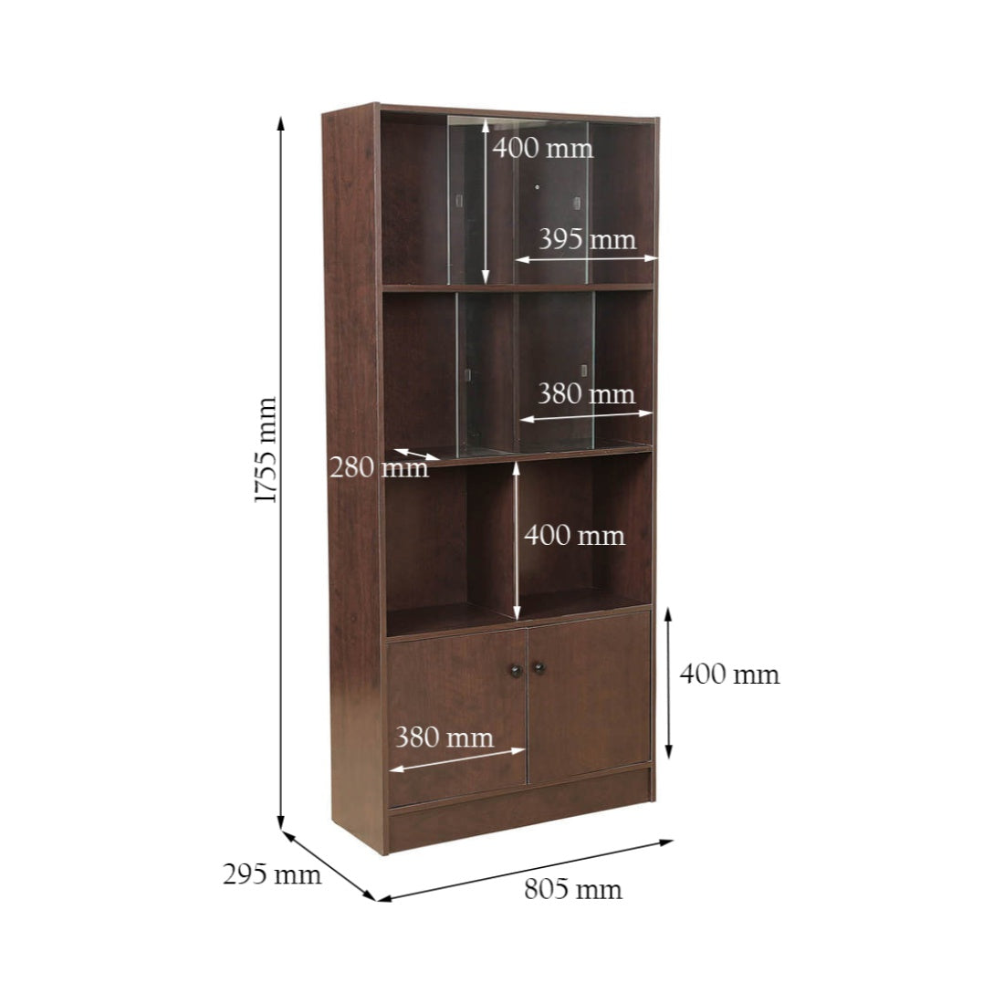 Lara Engineered Wood Large Book Shelf in Wenge Colour