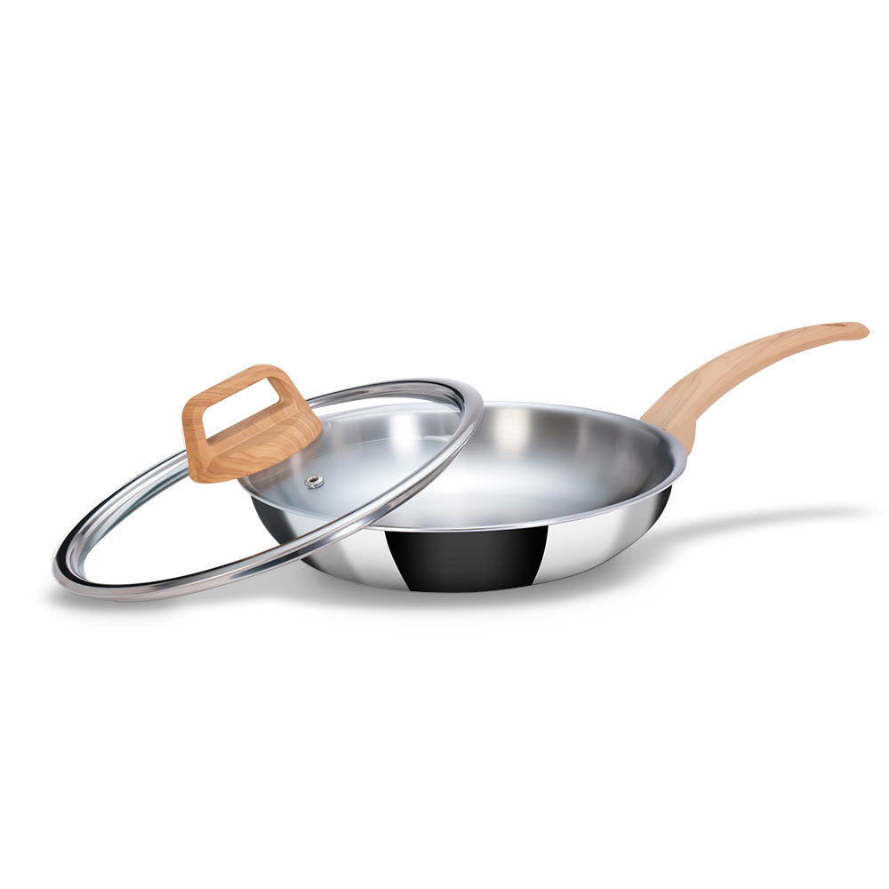 Timber Triply Frypan 24cm with Glass Lid