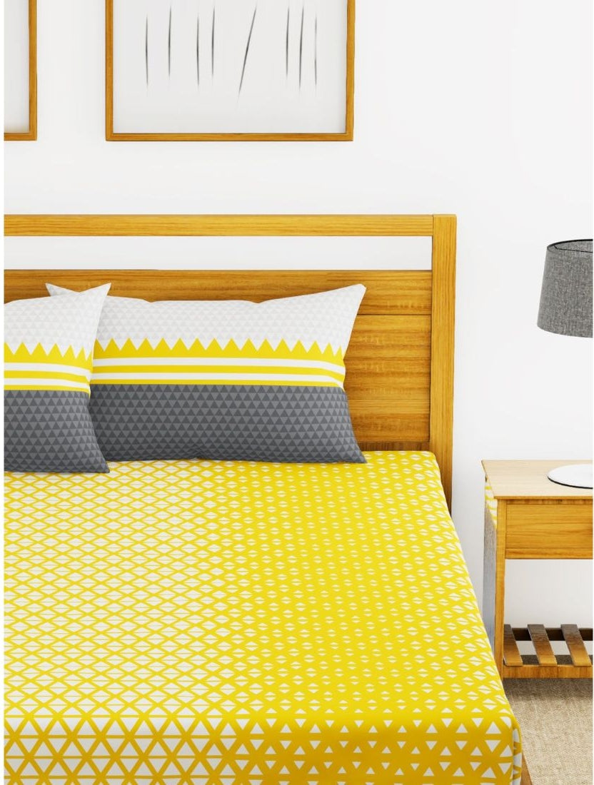 Chantal Cotton Double Bed Sheet 229X274 Cm 210 Tc in Yellow Colour