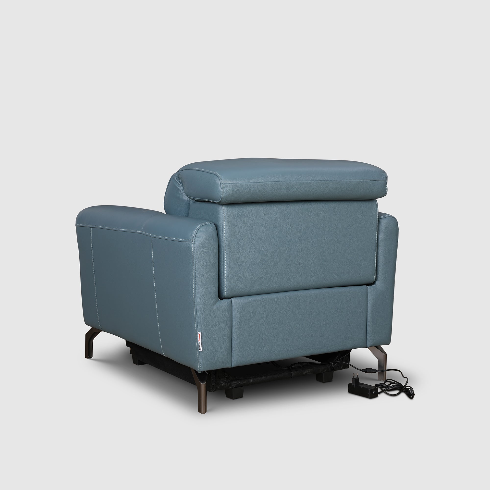 Emilia Half Leather Single Seater Electric Recliner in Blue Colour