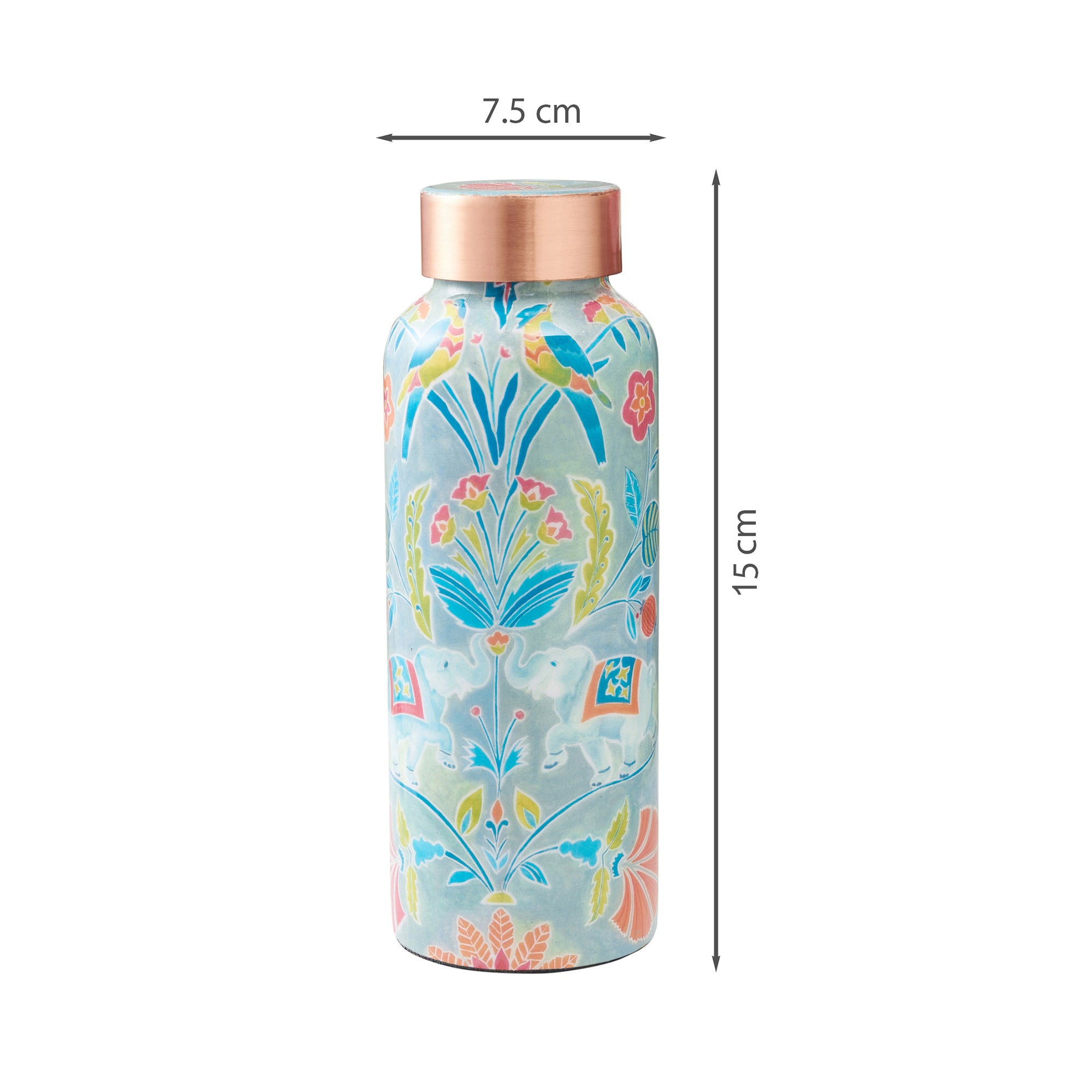 Anar Glossy Printed Copper Bottle 500ml in Multi Colour