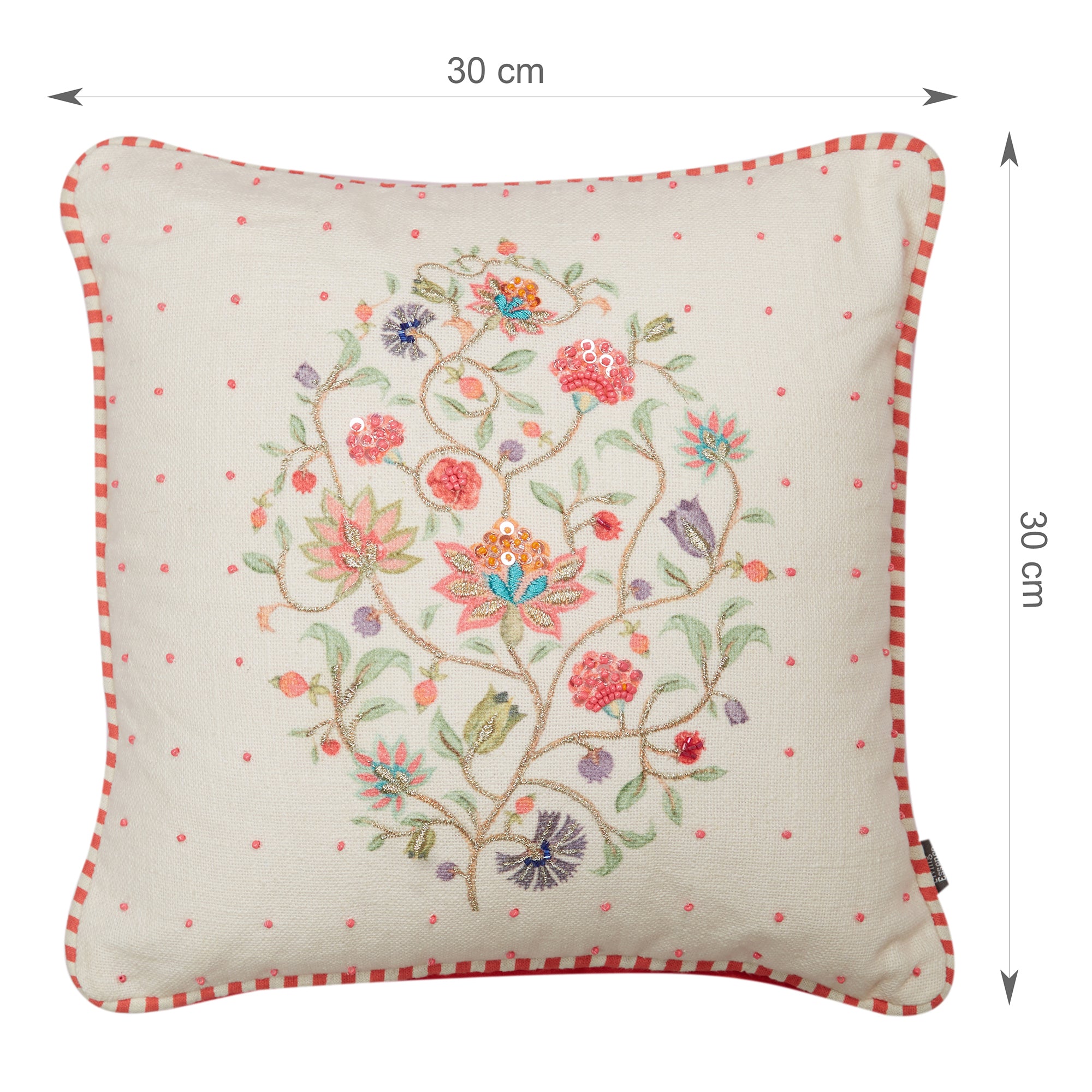 Indian Botanical Cotton Cushion Cover 30x30 cm in Floral Print