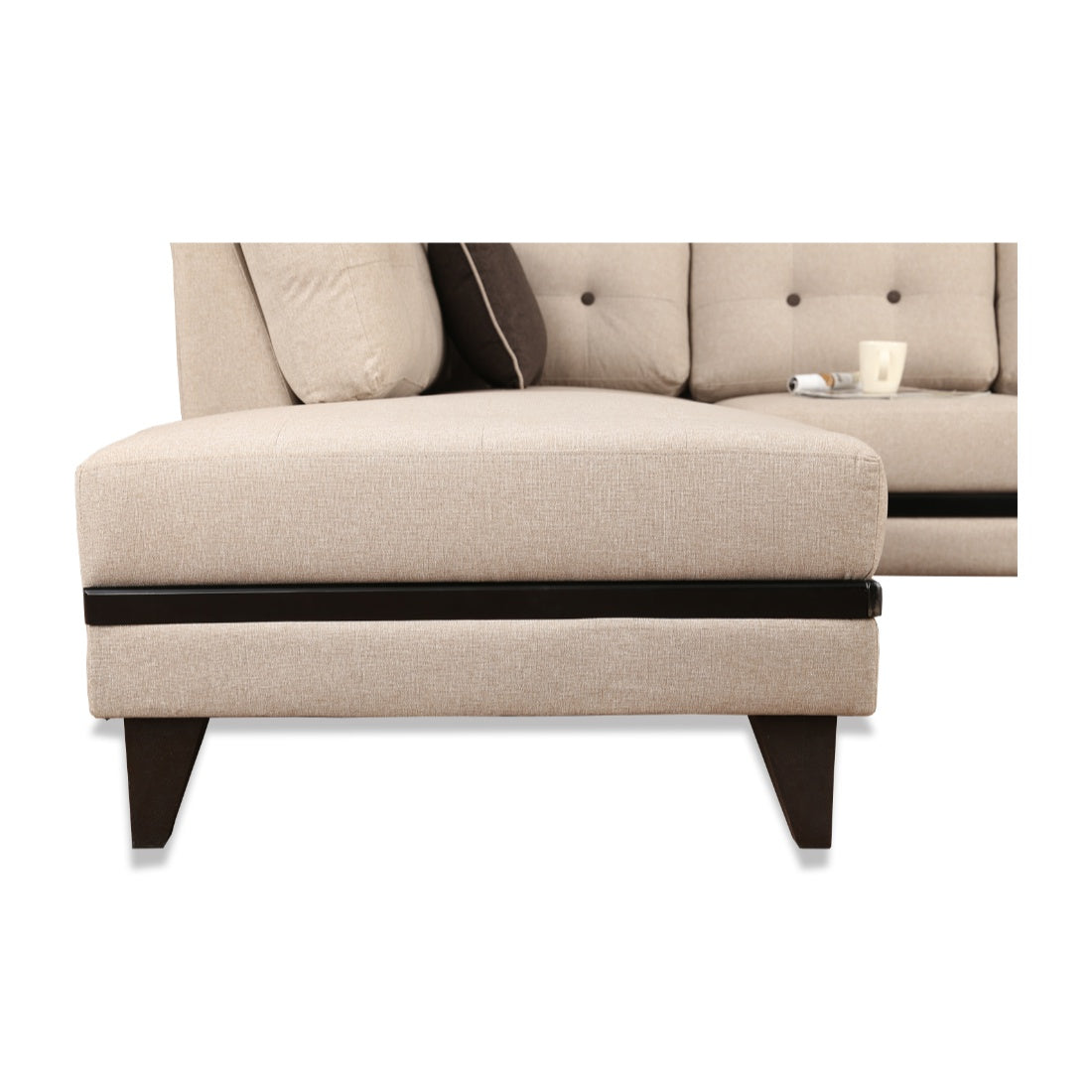 Garcia Fabric 5 Seater Sofa with Right Hand Side Lounger in Beige Colour