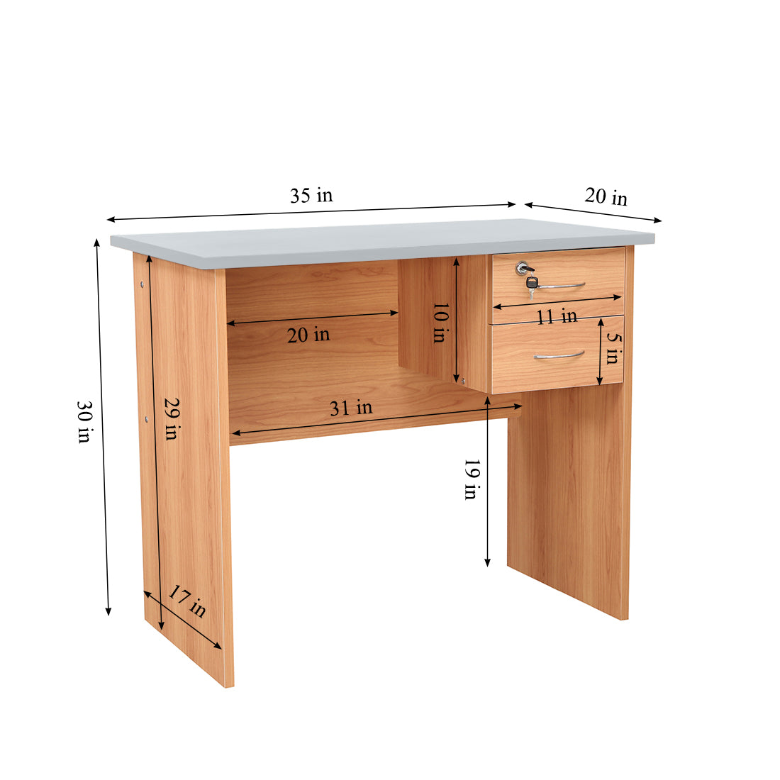 Simply Study Table in Honey + White Colour