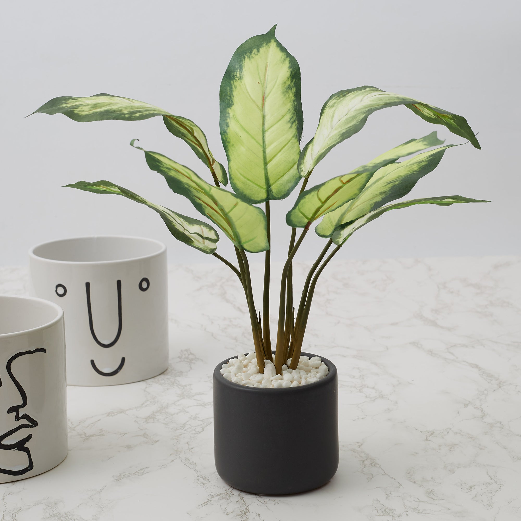 Ilana Faux Dieffenbachia Ceramic Potted Plant 42 Cm in Green Colour