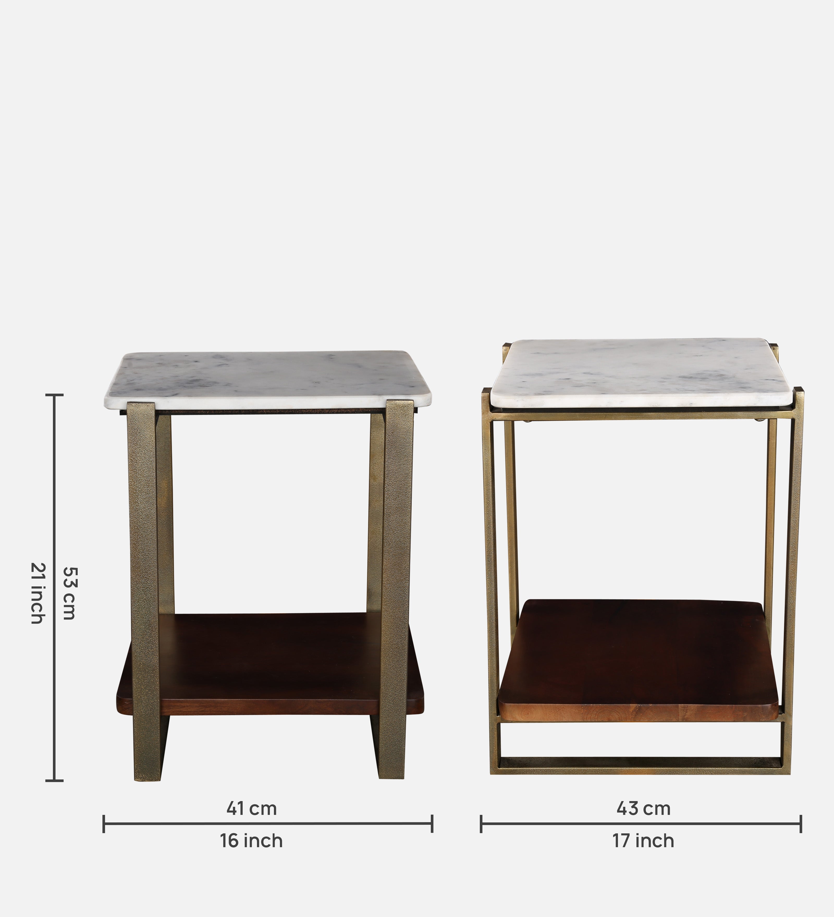 Ellis Metal Side Table in White and Walnut Colour