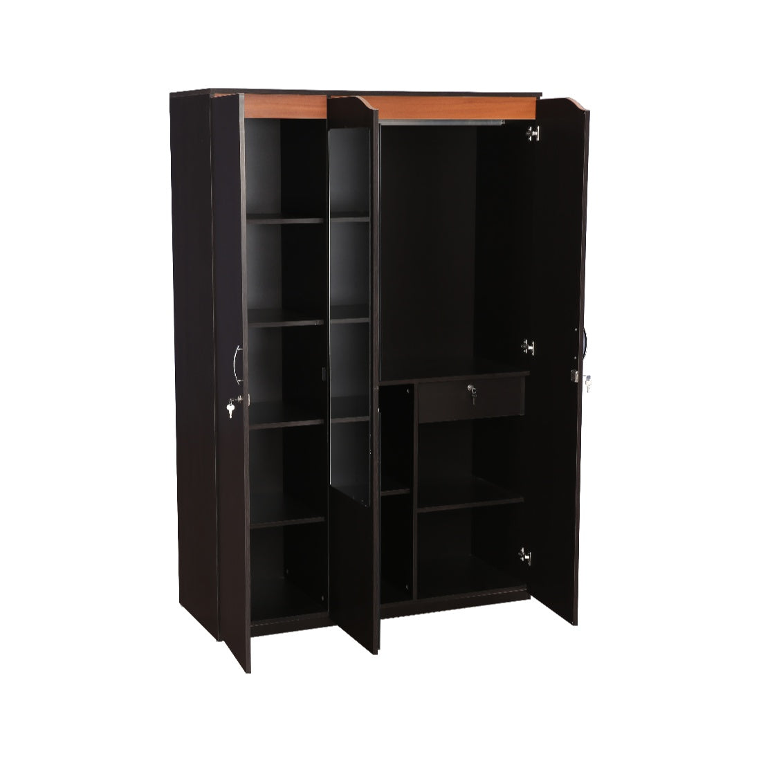 Swirl Three door Wardrobe in Wenge Colour