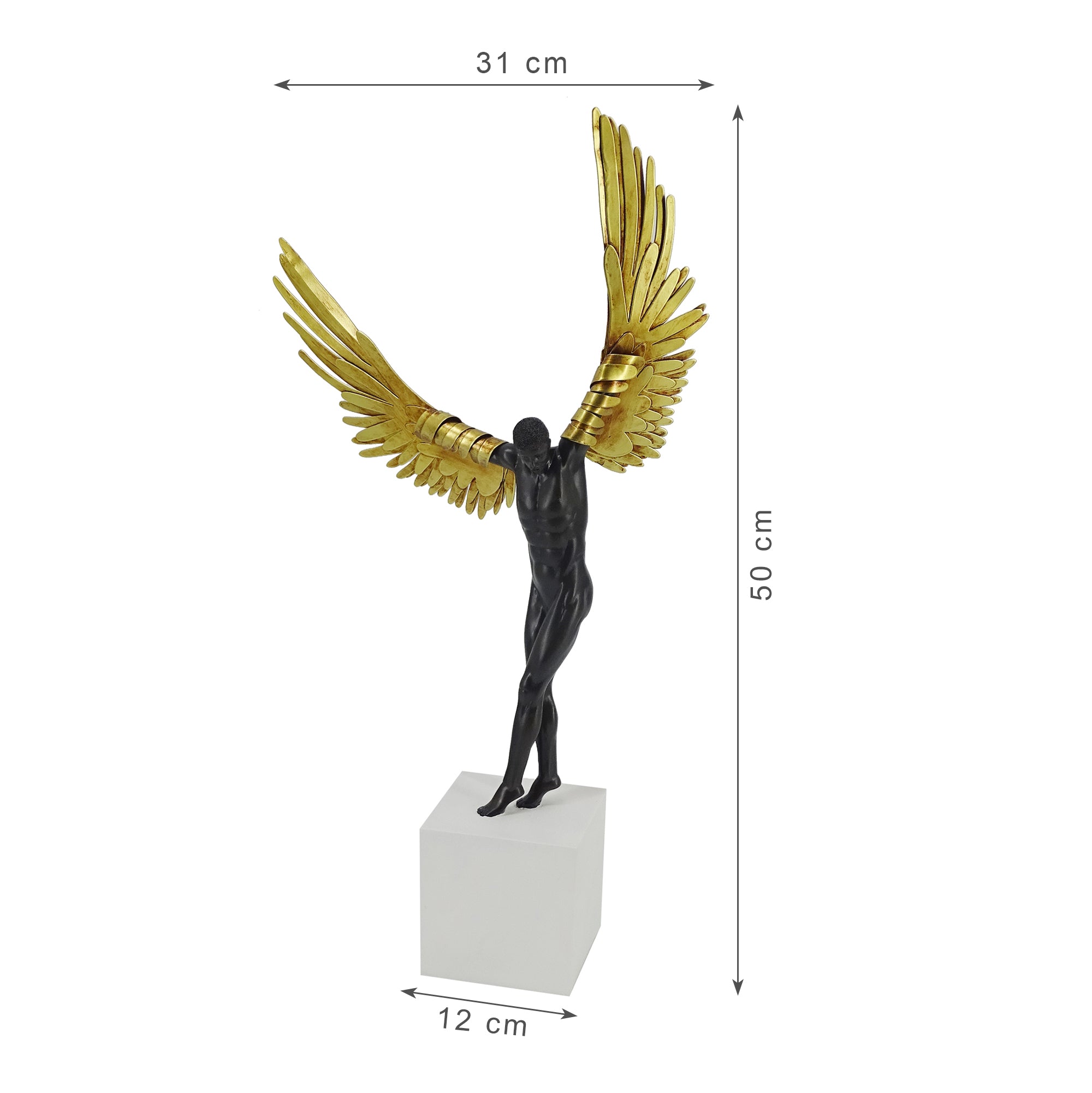 Willow Polyresin Angel With Wings 50Cm in Black & White Colour