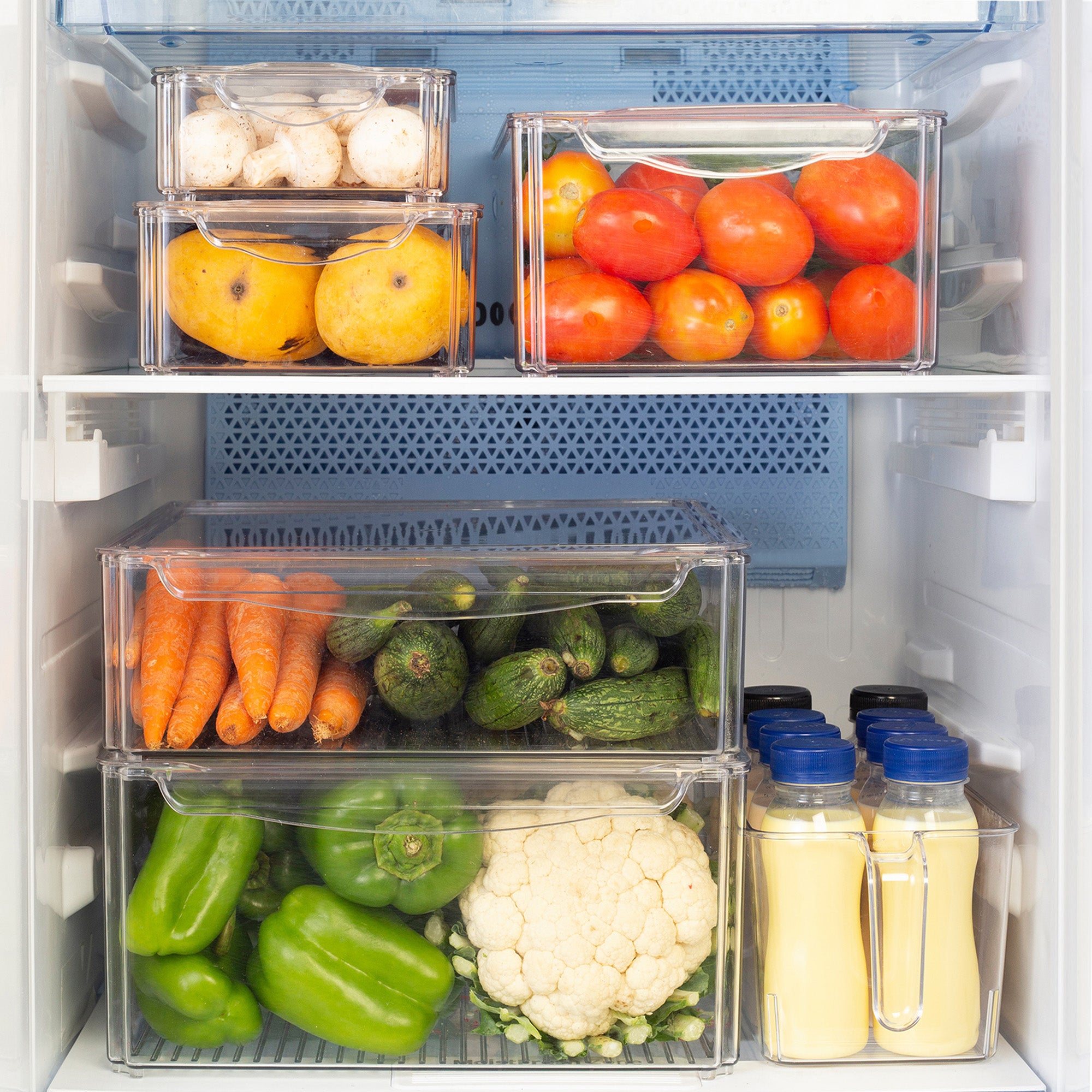 Robusto PET BPA Free Stackable Fridge Organizer with Lid & Drain - 8.4 Ltr in Transparent Colour