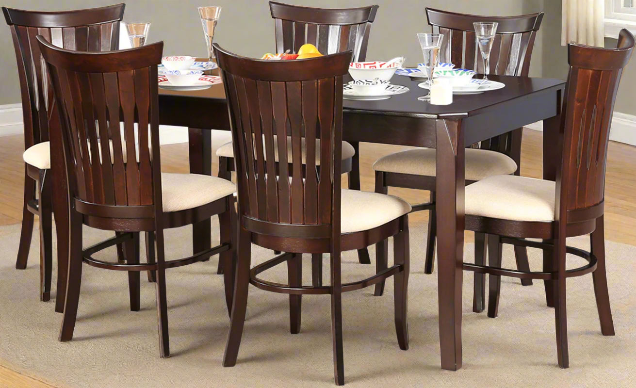 Cardiff Solidwood 6 Seater Dining Set with Bench in Expresso Colour