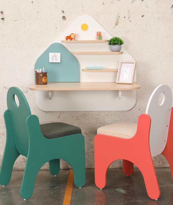 Spaceship  Twin Seater Spacious Study Desk with Drawer and Pin-up Board in Multi Colour