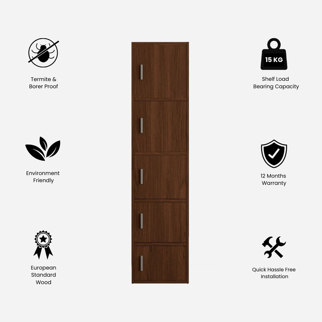 Albert Engineered Wood 5 Tier Cabinet in Oak Colour