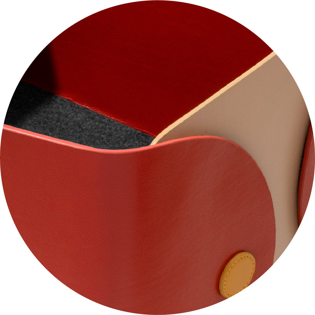 Owlbert MDF + Leatherite Storage Basket in Red & Bisque Colour
