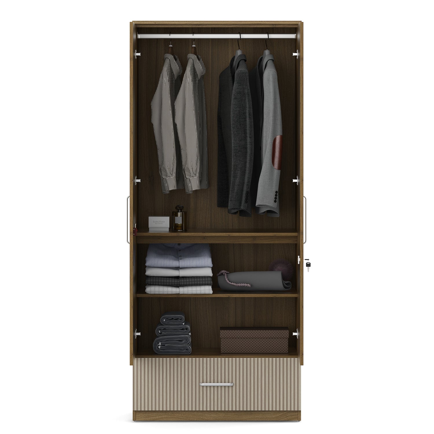 Diago King Bed Box Storage with Two Door Wardrobe Set