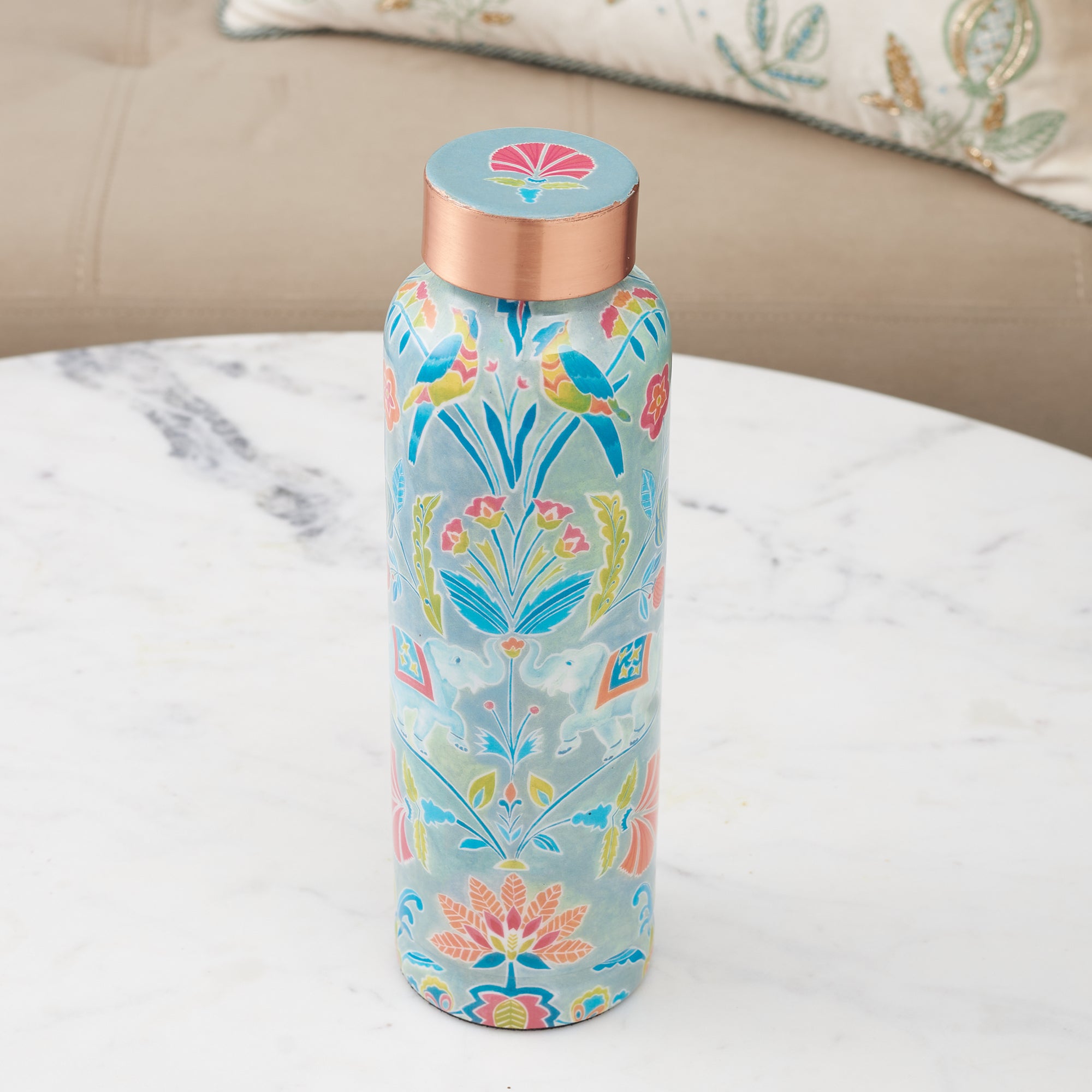 Anar Printed 1 Litre Copper Bottle Perfect Ayurvedic Copper Vessel For Sports, Fitness, Yoga - Natural Health Benefits in Multi Colour