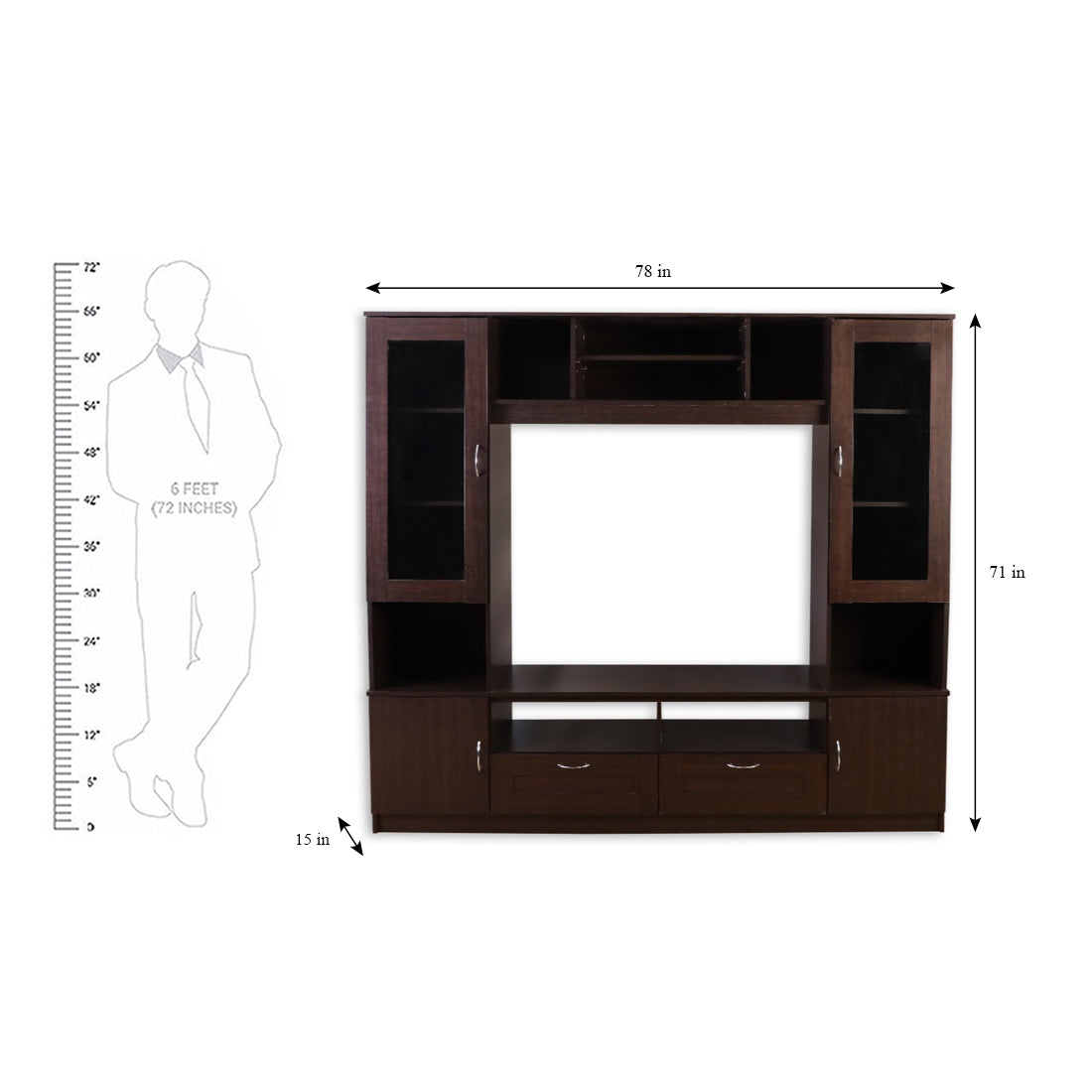 Missouri Engineered Wood Wall Unit in Dark Walnut Colour