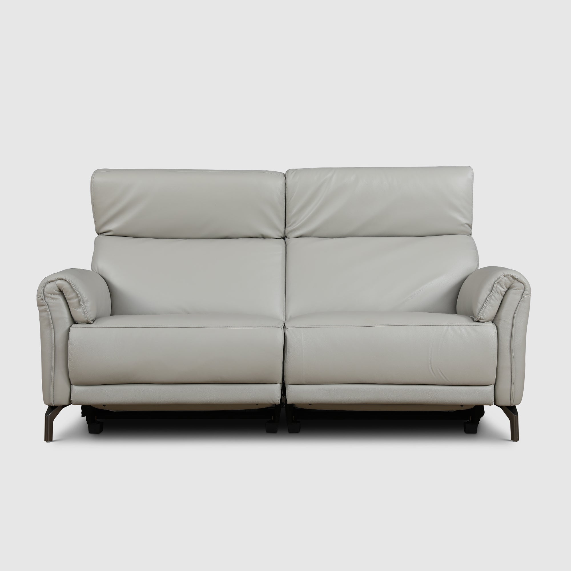 Emilia Half Leather Three seater Electric Recliner in Light Grey Colour