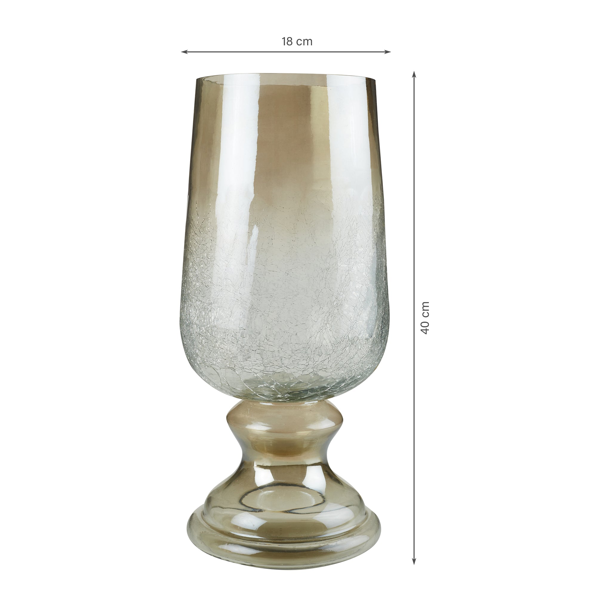 Phiona Glass Crack Handcrafted Hurricane Ombre 42 Cm in Black Colour