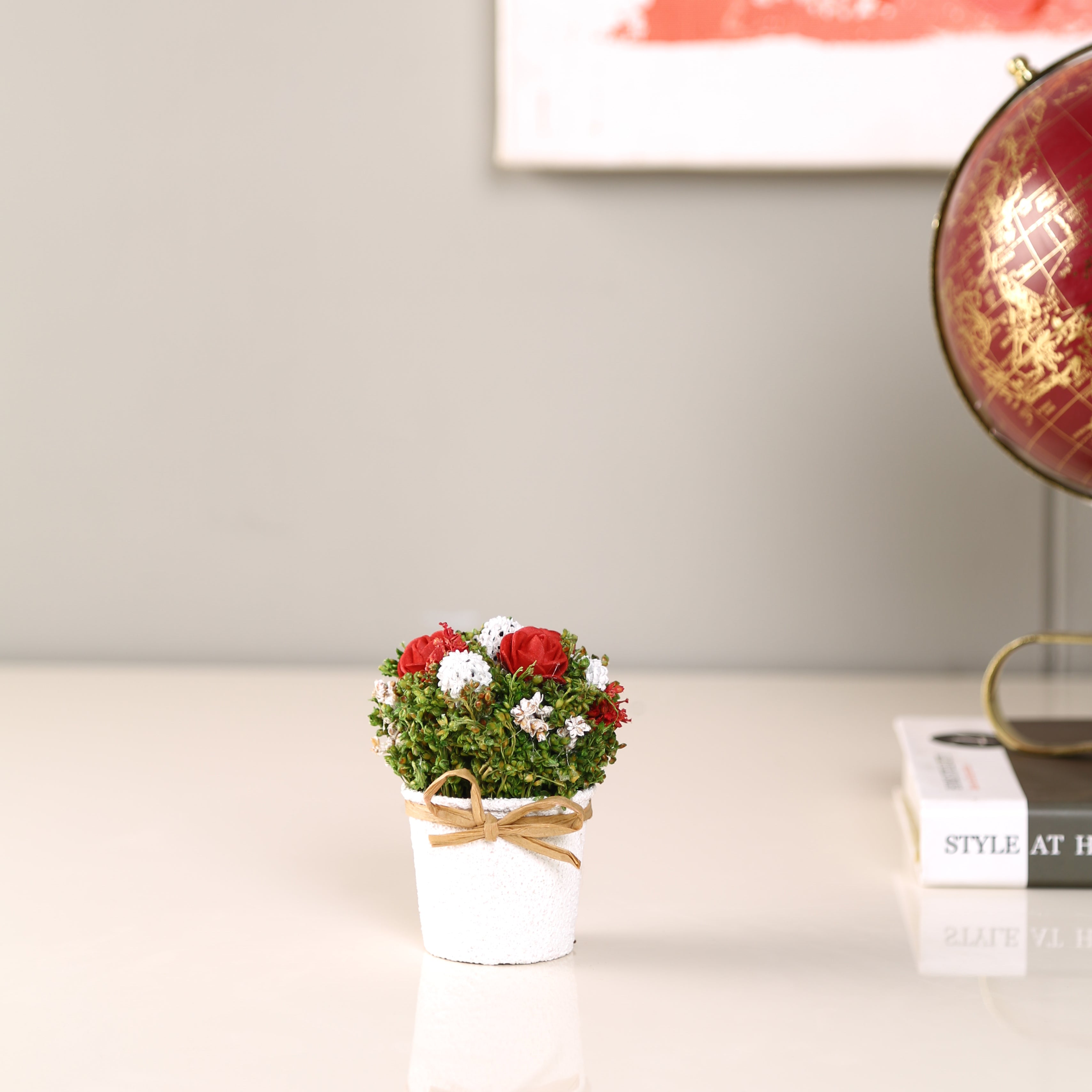 Aura Natural And Dried Flower Floral Arrangements in Red Colour