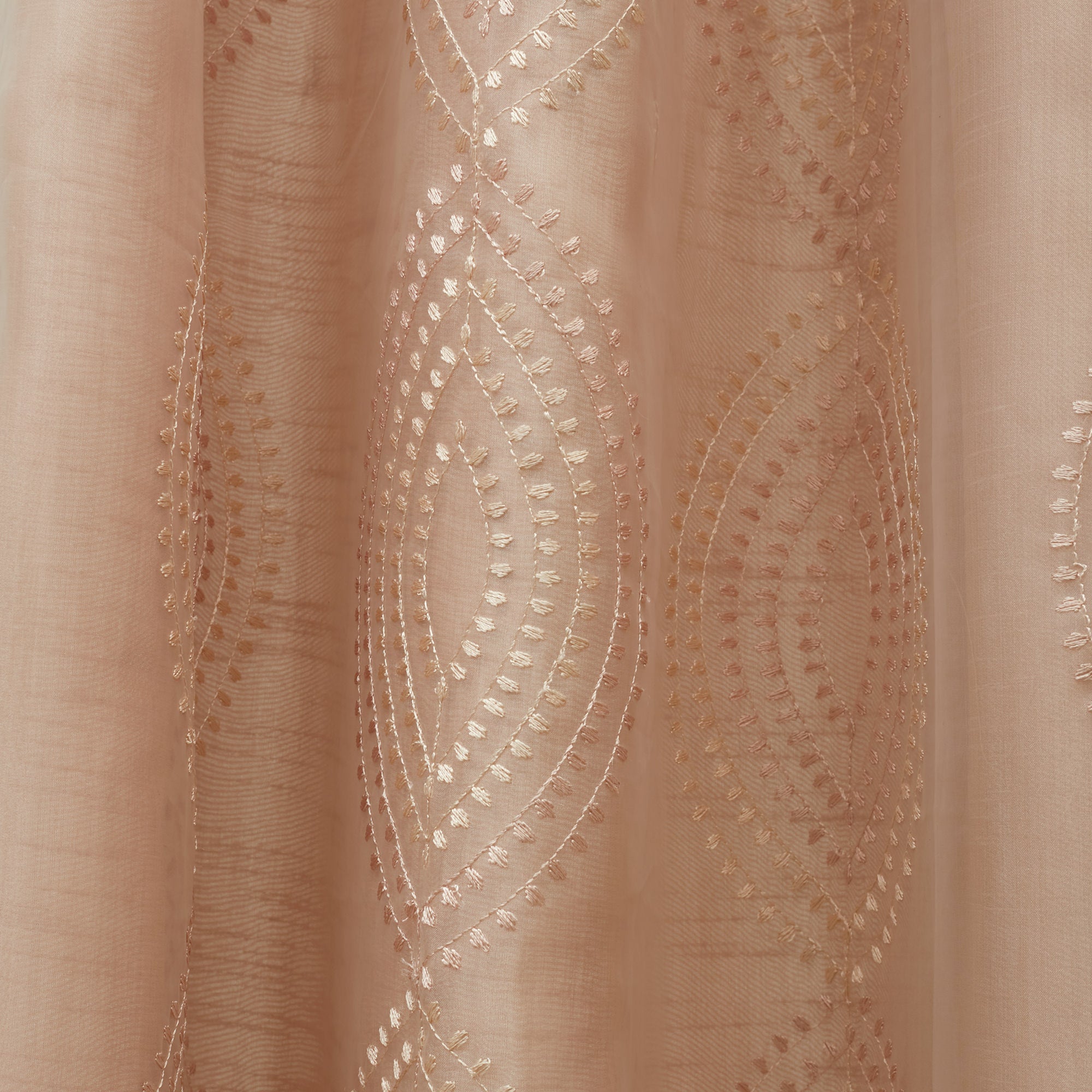 Amour Set Of 2 Embroidered Double Layered Window Sheer Curtains 5 Feet in Gold Colour