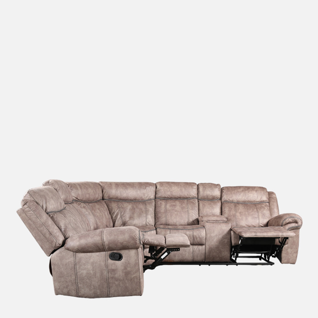 Enfield Fabric Lounger With Recliner in Brown Colour