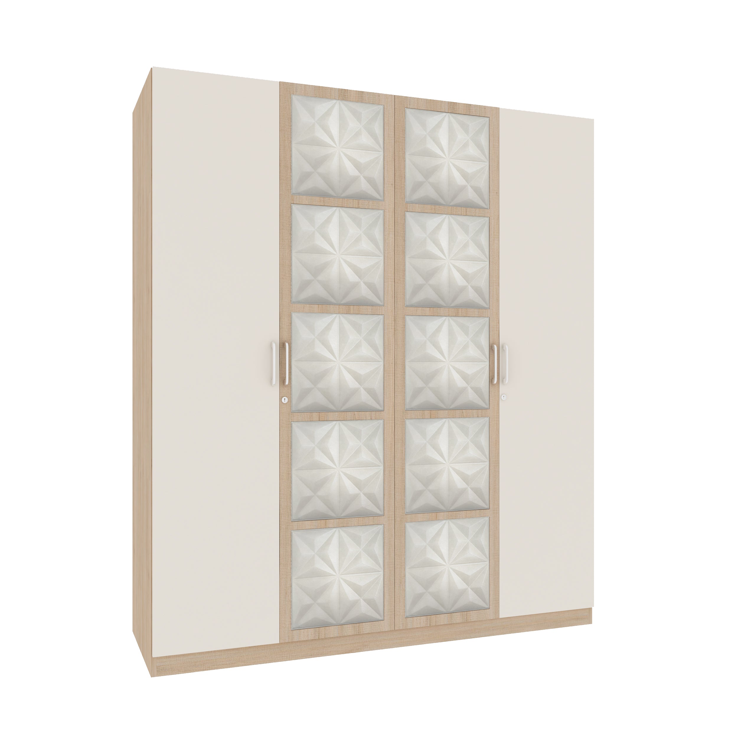 Jordan Four Door Wardrobe in Sonam Oak & White Colour