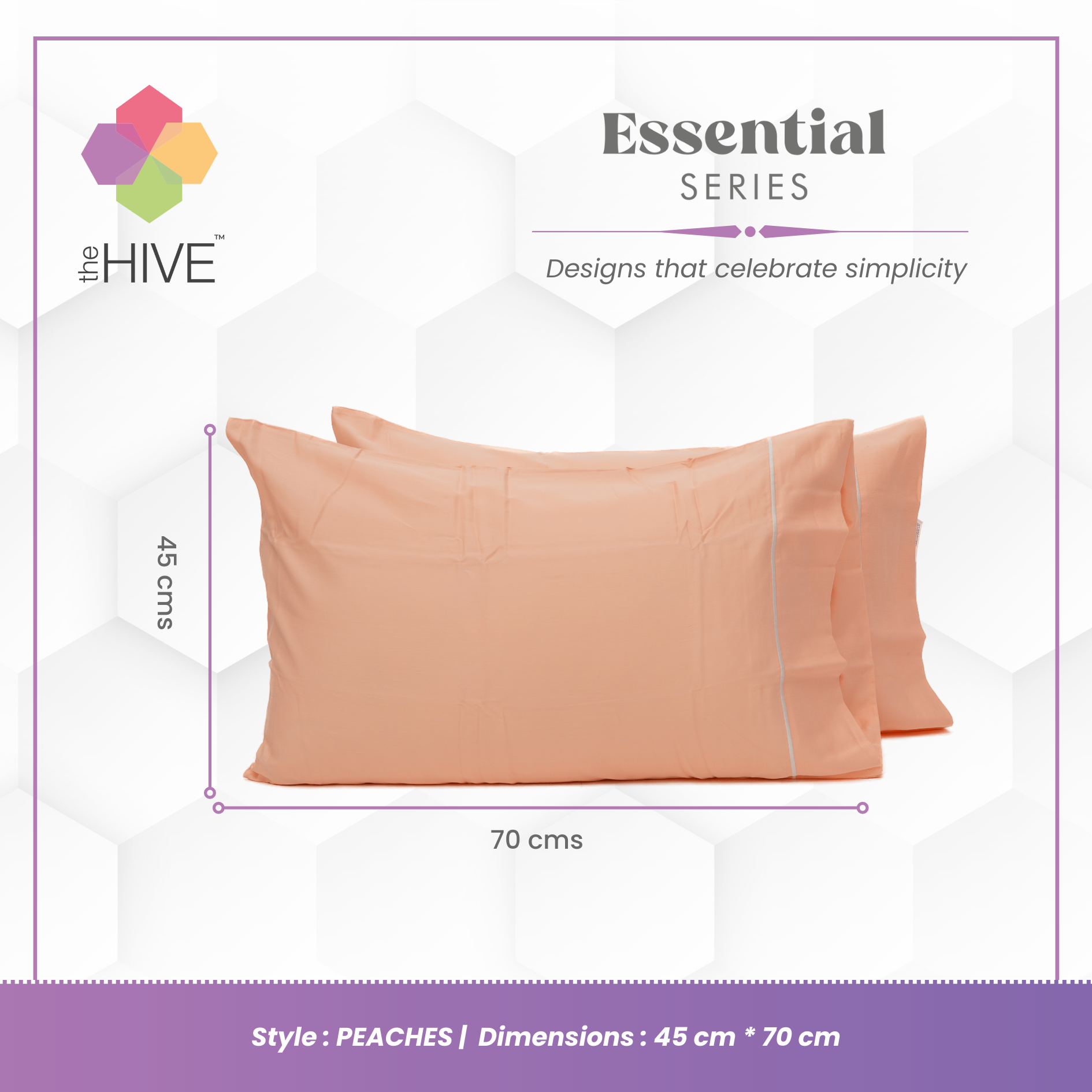 Comfy Beds Set of 2 Pillow Covers Peaches, 45x70cm