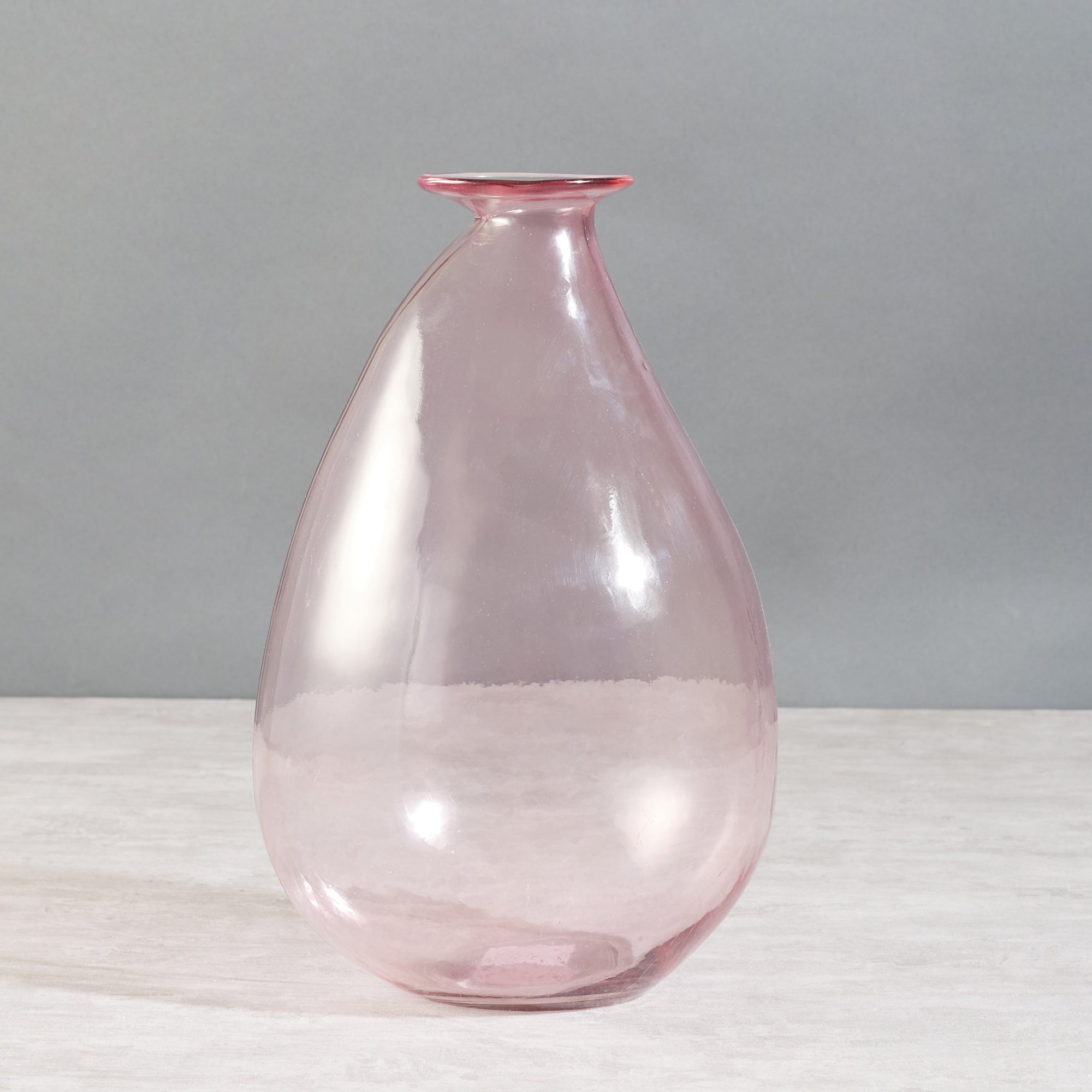 Phiona Glass Modern Organic Shapped Handcrafted 31 Cm Vase in Blush Colour