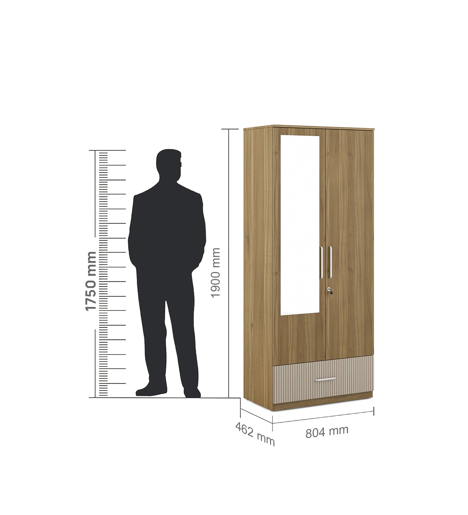 Diago Queen Bed Box Storage with Two Door Wardrobe Set