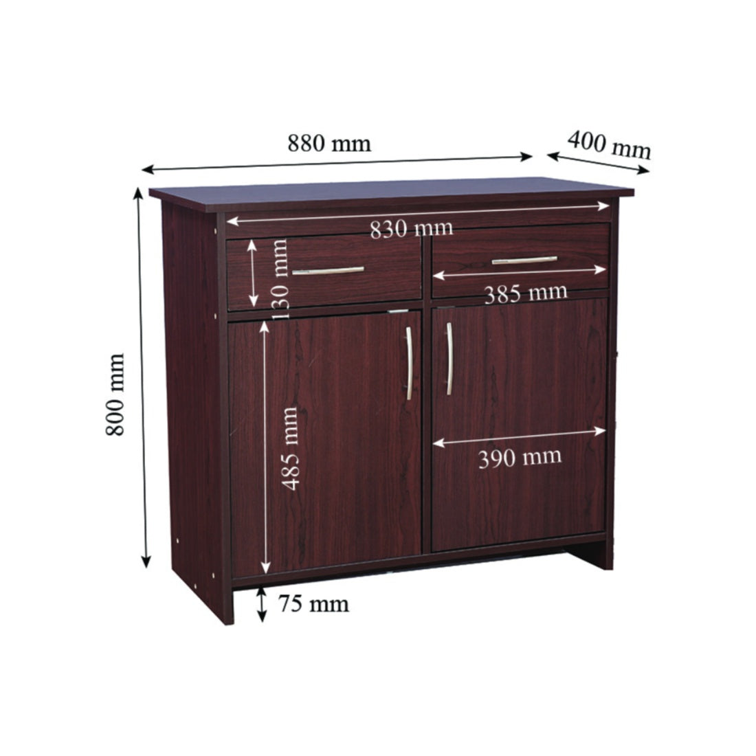 Albert Engineered Wood 2 Door Cabinet in Cherry Brown Colour