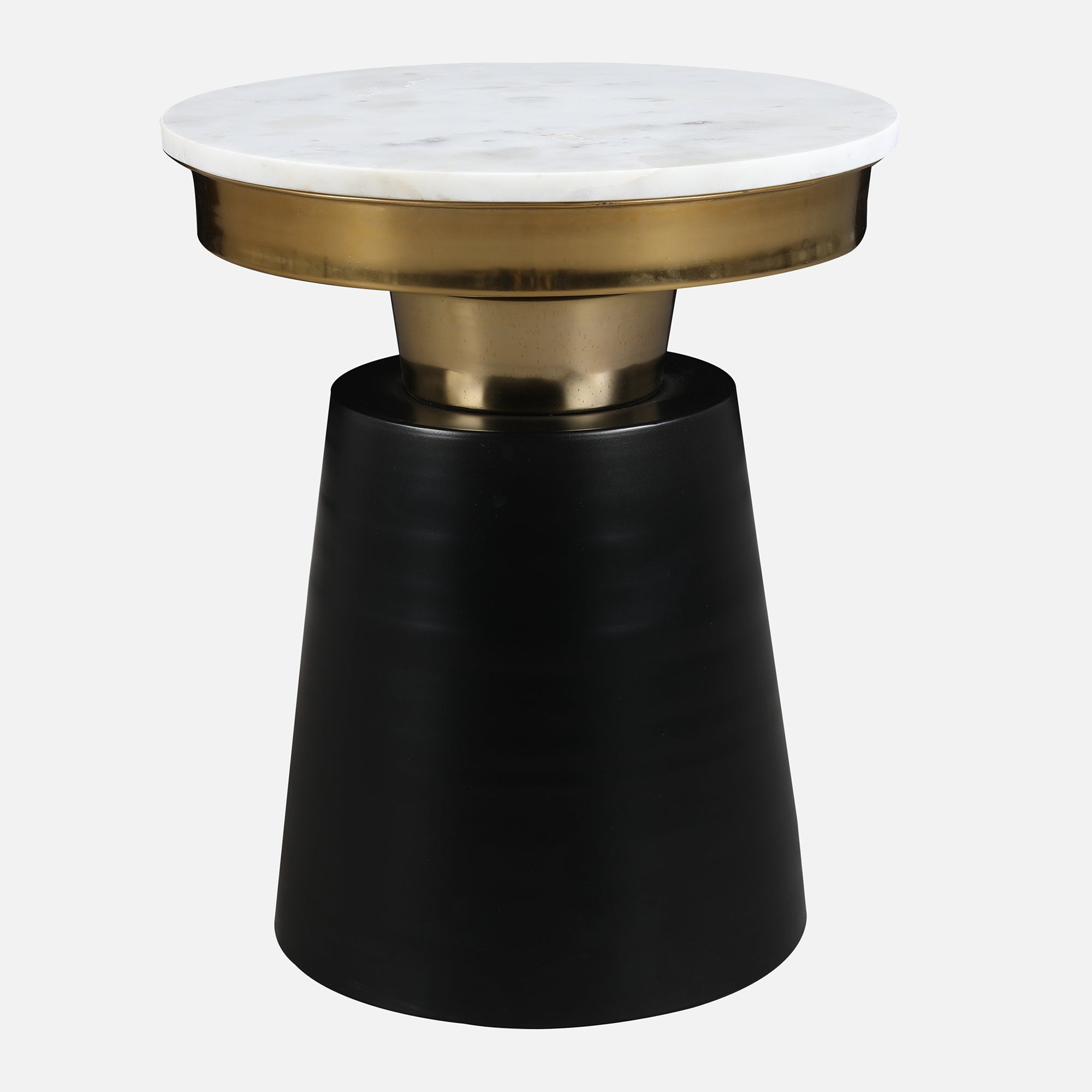 Chelsea Marble & Iron Side Table in White, Black & Gold Colour