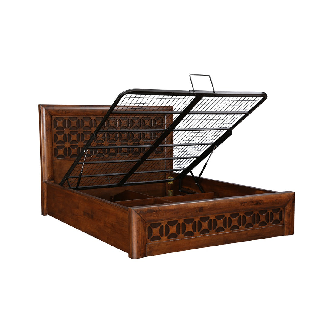 Casablanca Solidwood Queen bed with Hydraulic storage in Walnut Colour