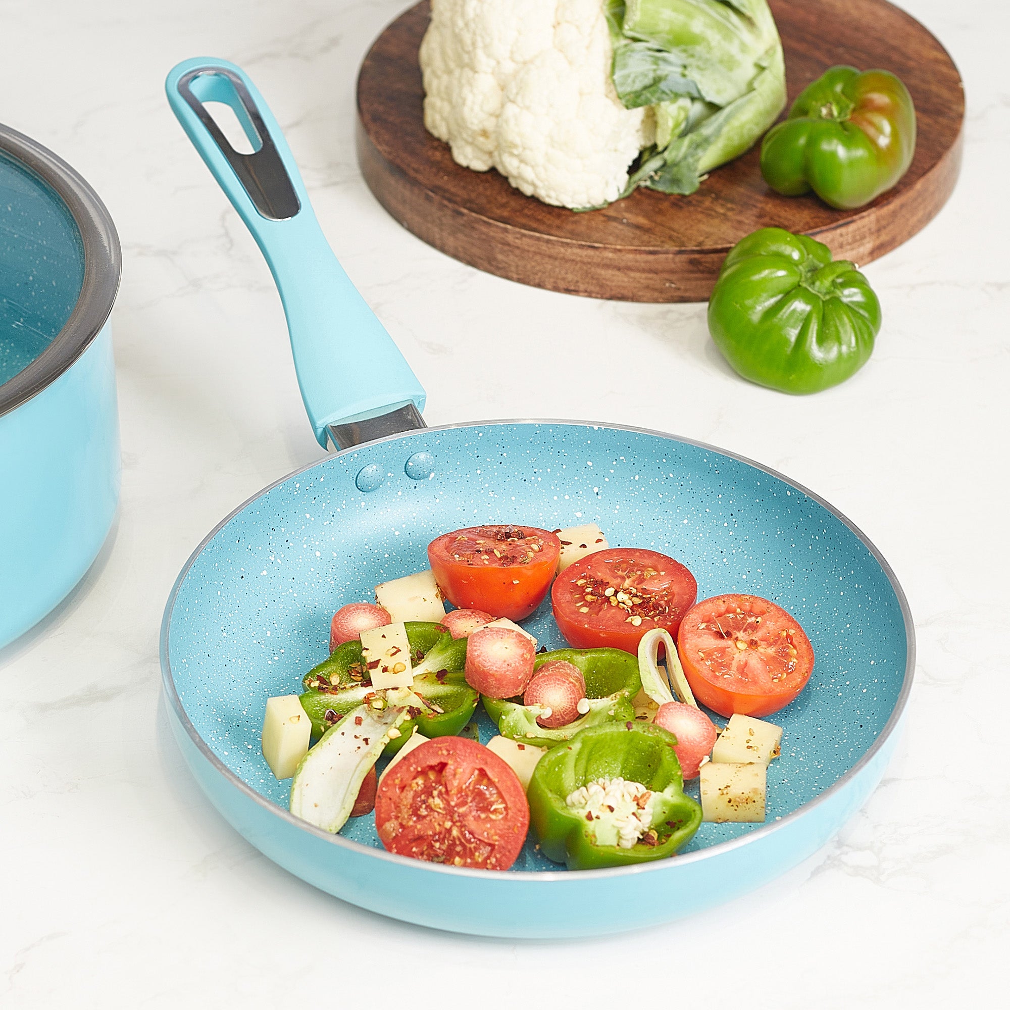MasterCook+ 100% Virgin Aluminium Non-Stick Fry Pan 28cm in Teal Colour