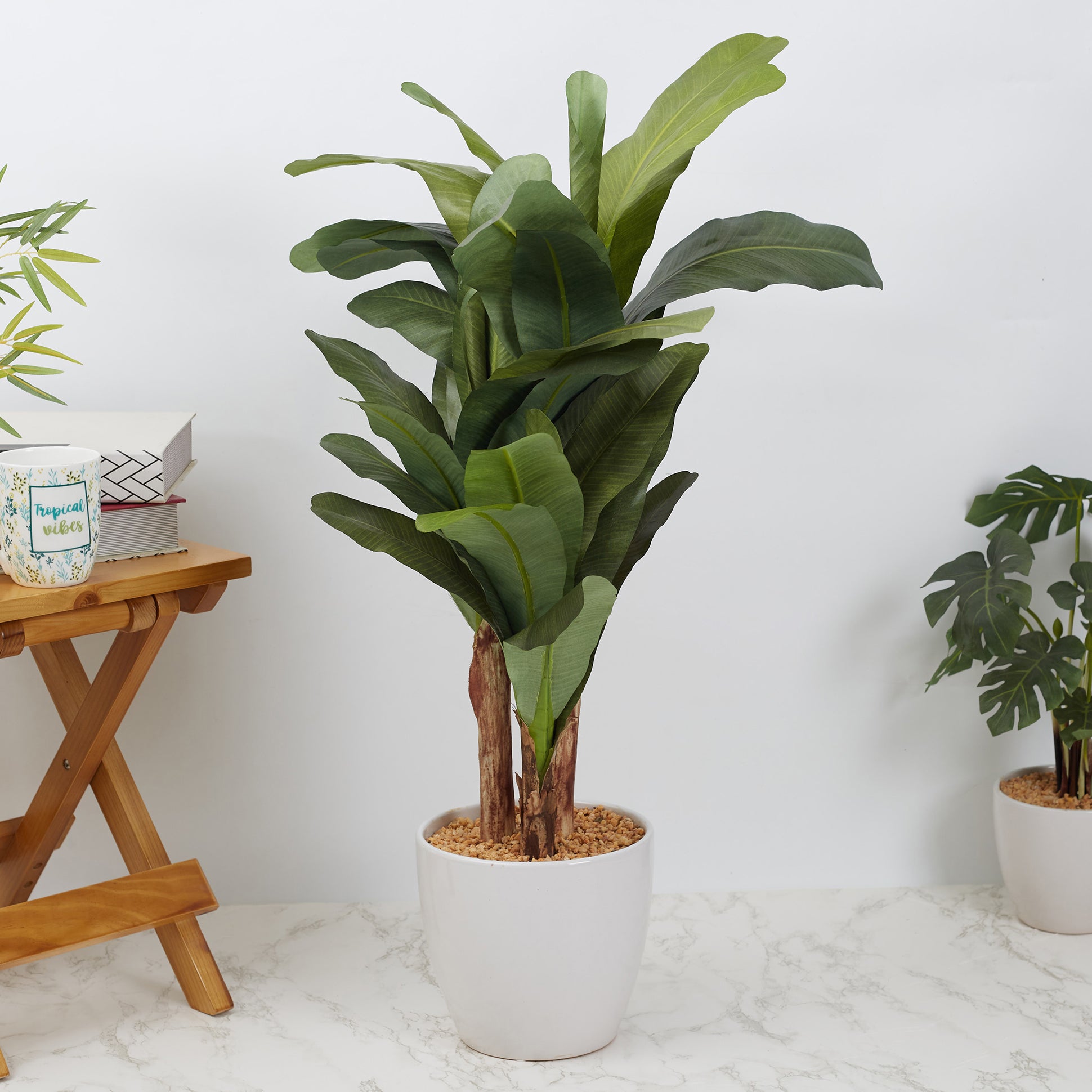 Ilana Faux Banana Ceramic Potted Plant 76 Cm in Green Colour