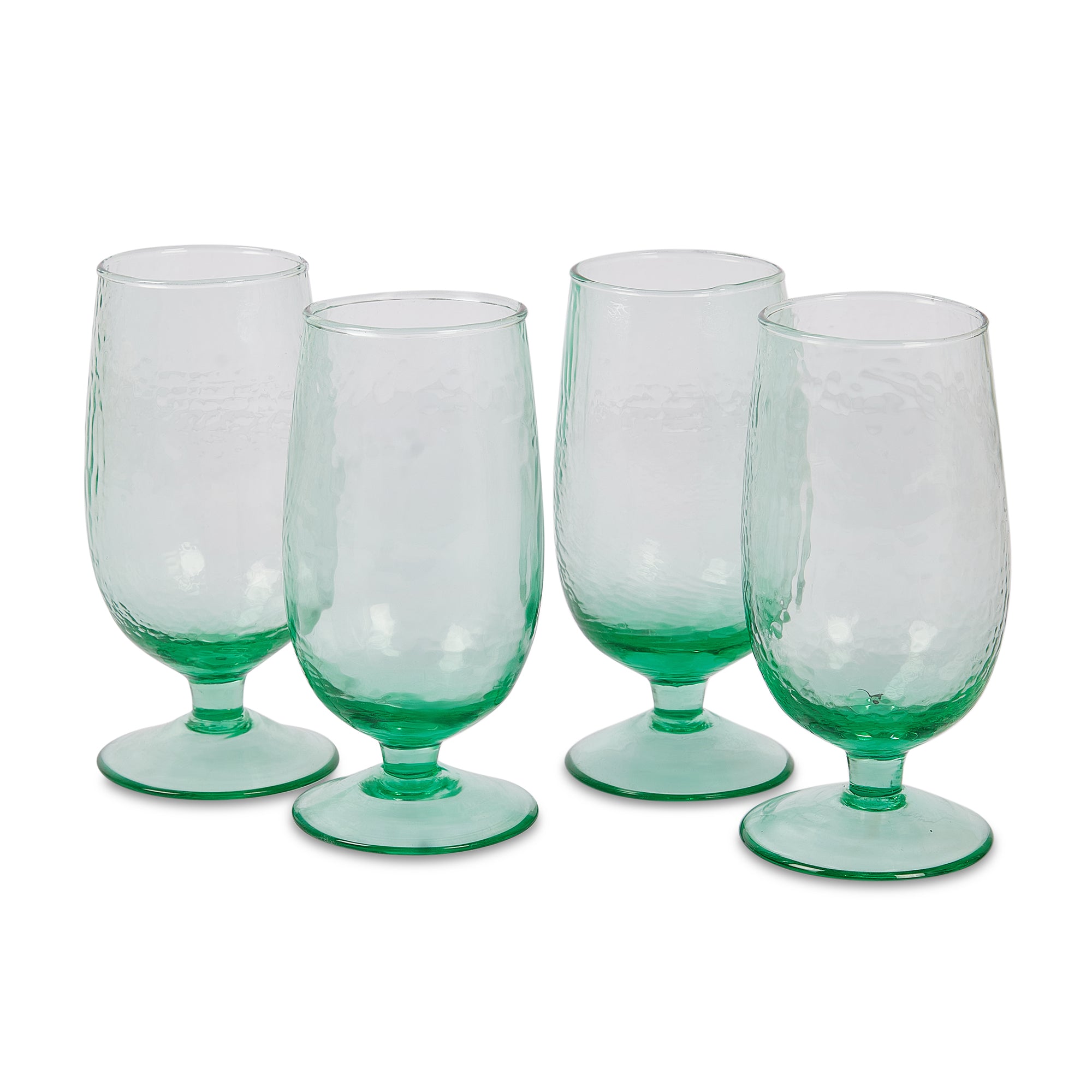 Ikigai Hammered Stem Goblet Set of 4 in Green Colour