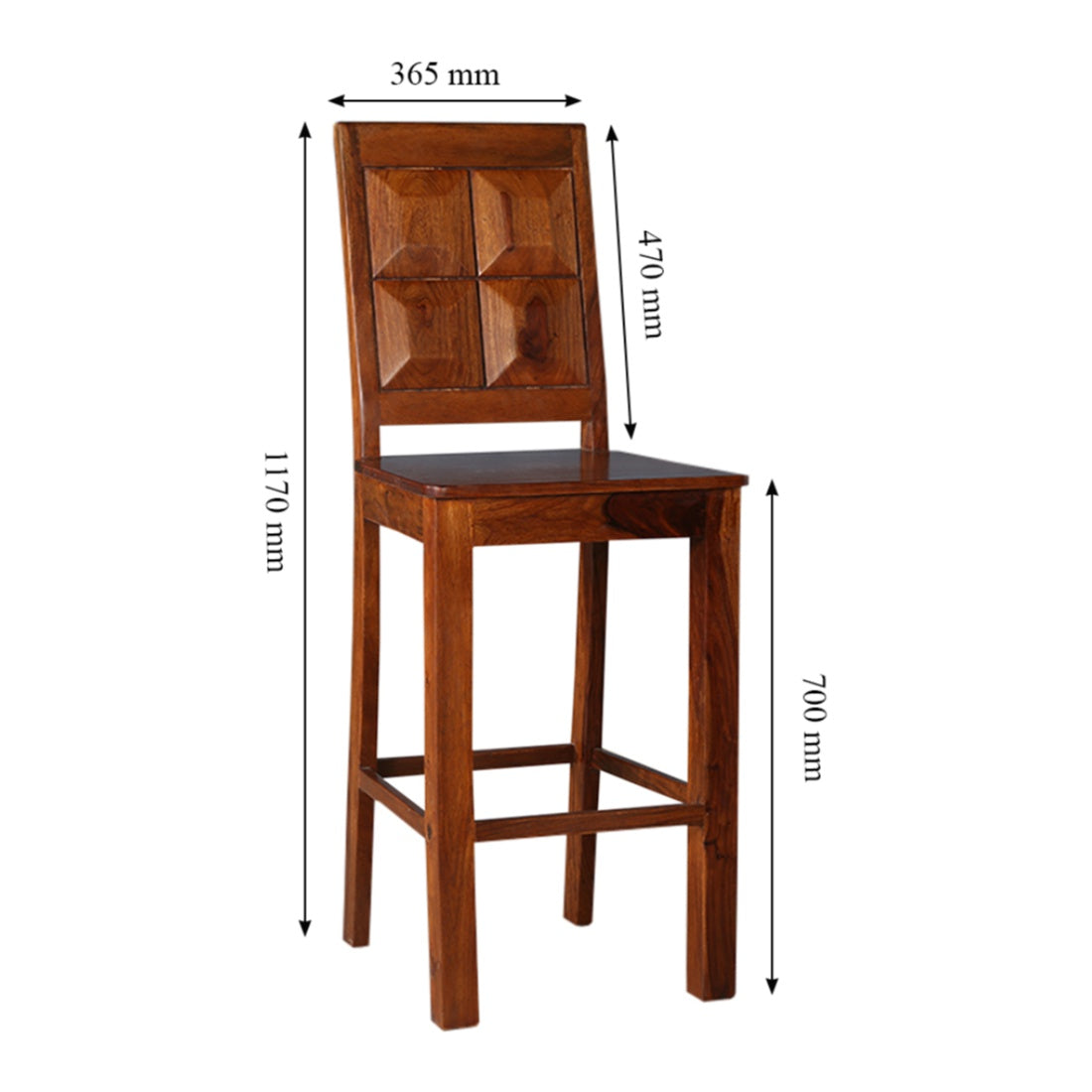 Woodrow Sheesham Wood(Rosewood) Bar stool in Honey Colour