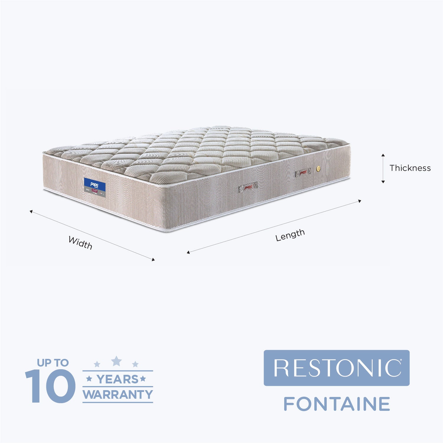 Restonic Fontain Pocket Spring Single Mattress 75x36x10 Inch in Brown Colour