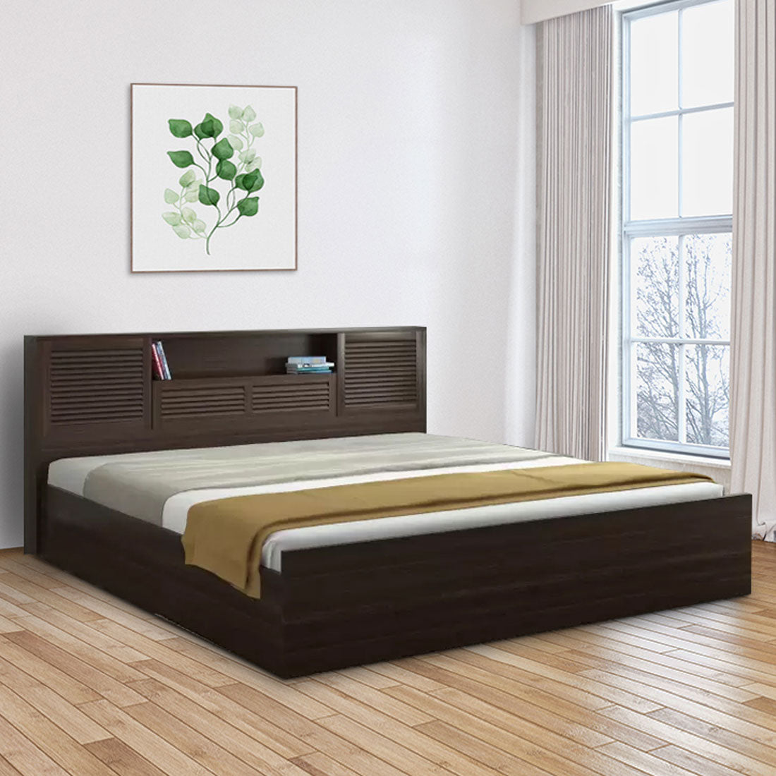 Bolton Queen bed with Hydraulic storage in Wenge Colour
