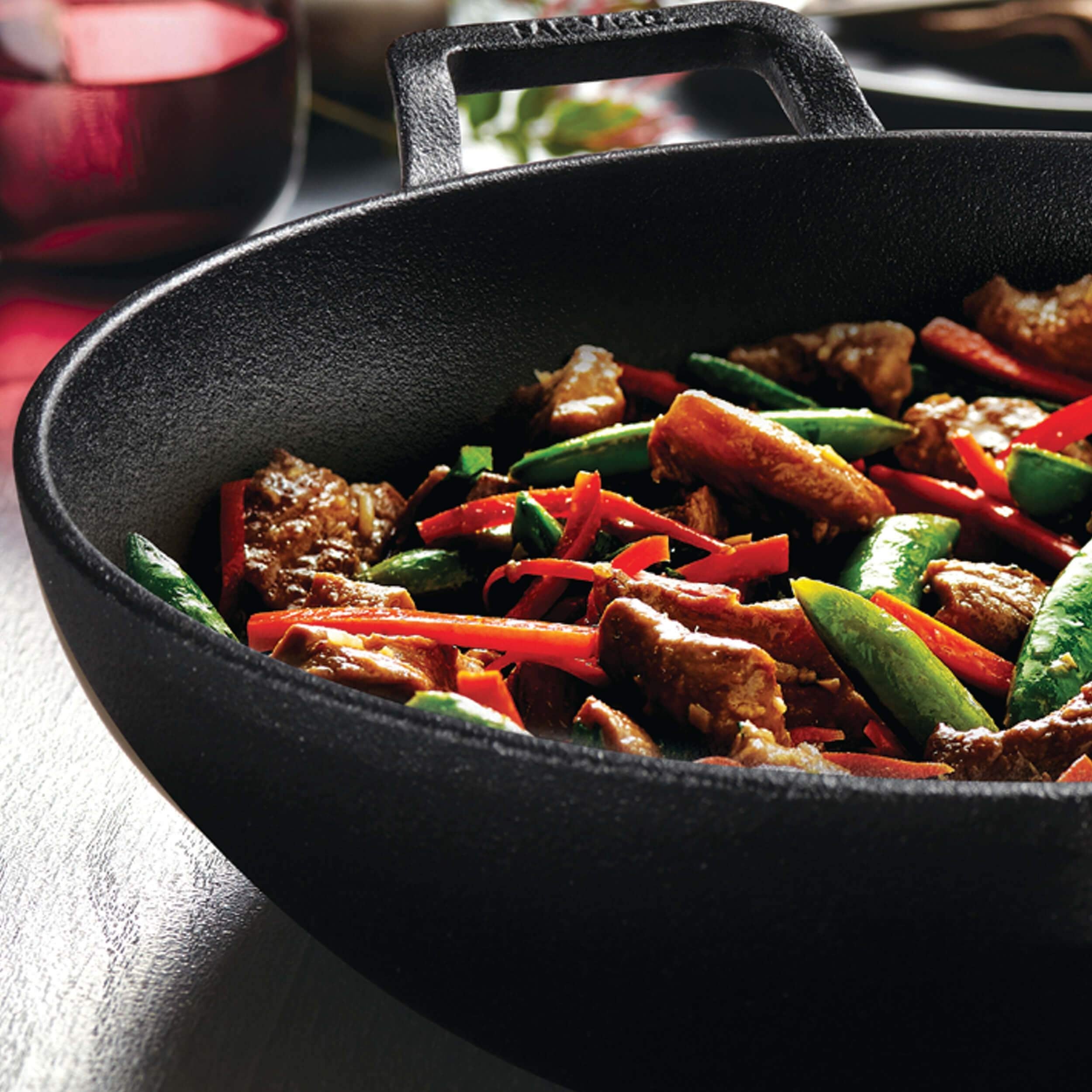 Enamel Free Cast Iron Induction Base Kadai With Glass Lid 30Cm in Black Colour