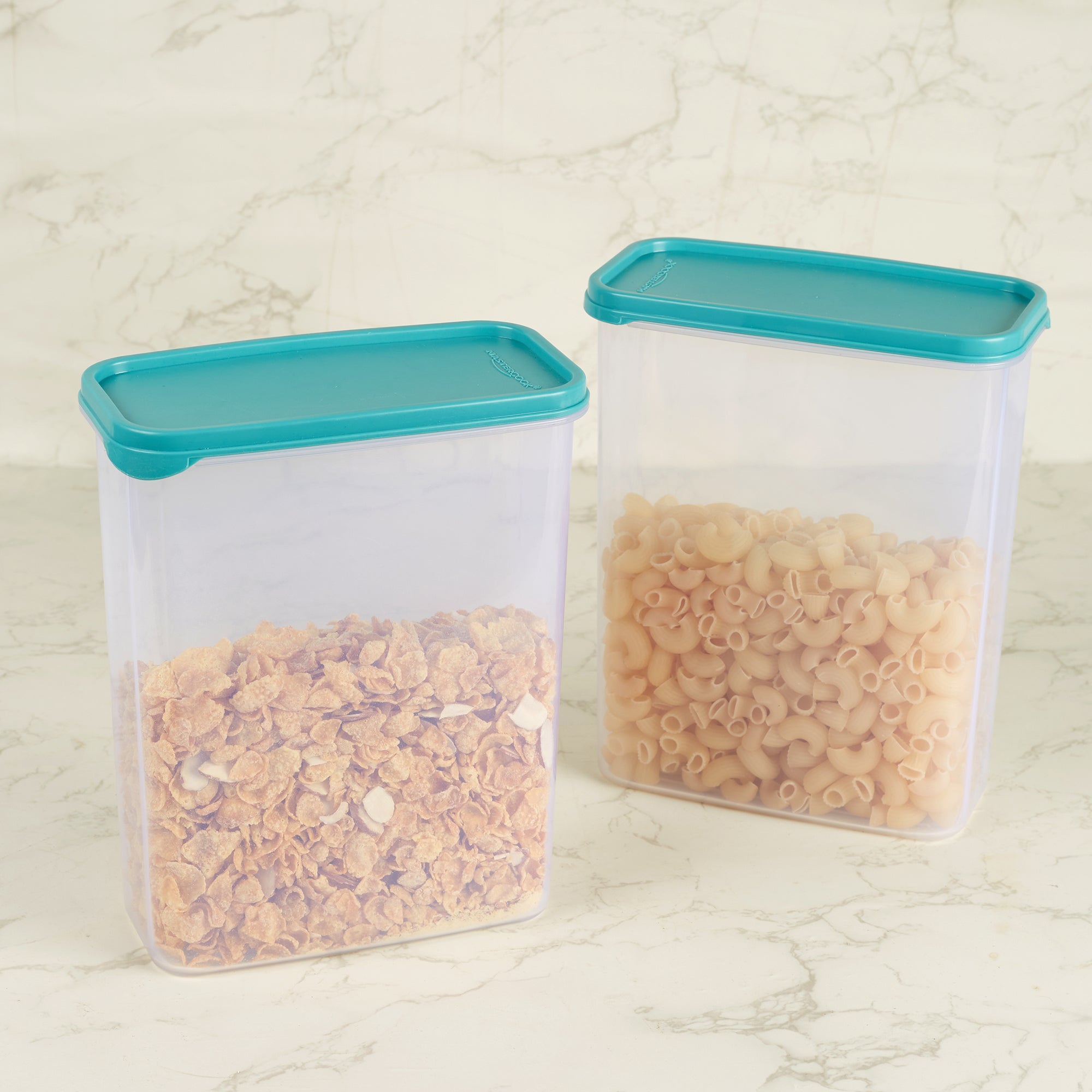 Modular Mate Plastic Rectangular Container 2600ml Set of 2 in Teal & Transparent Colour