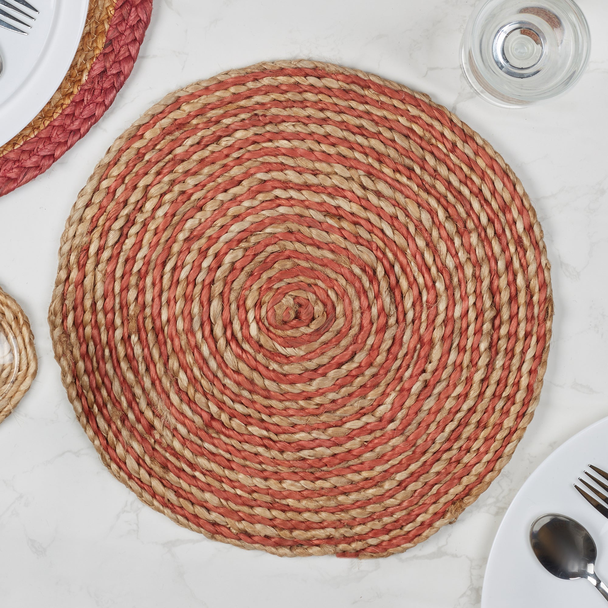 Boho Handmade Jute Trivet Dia 30 Cm in Rust Colour